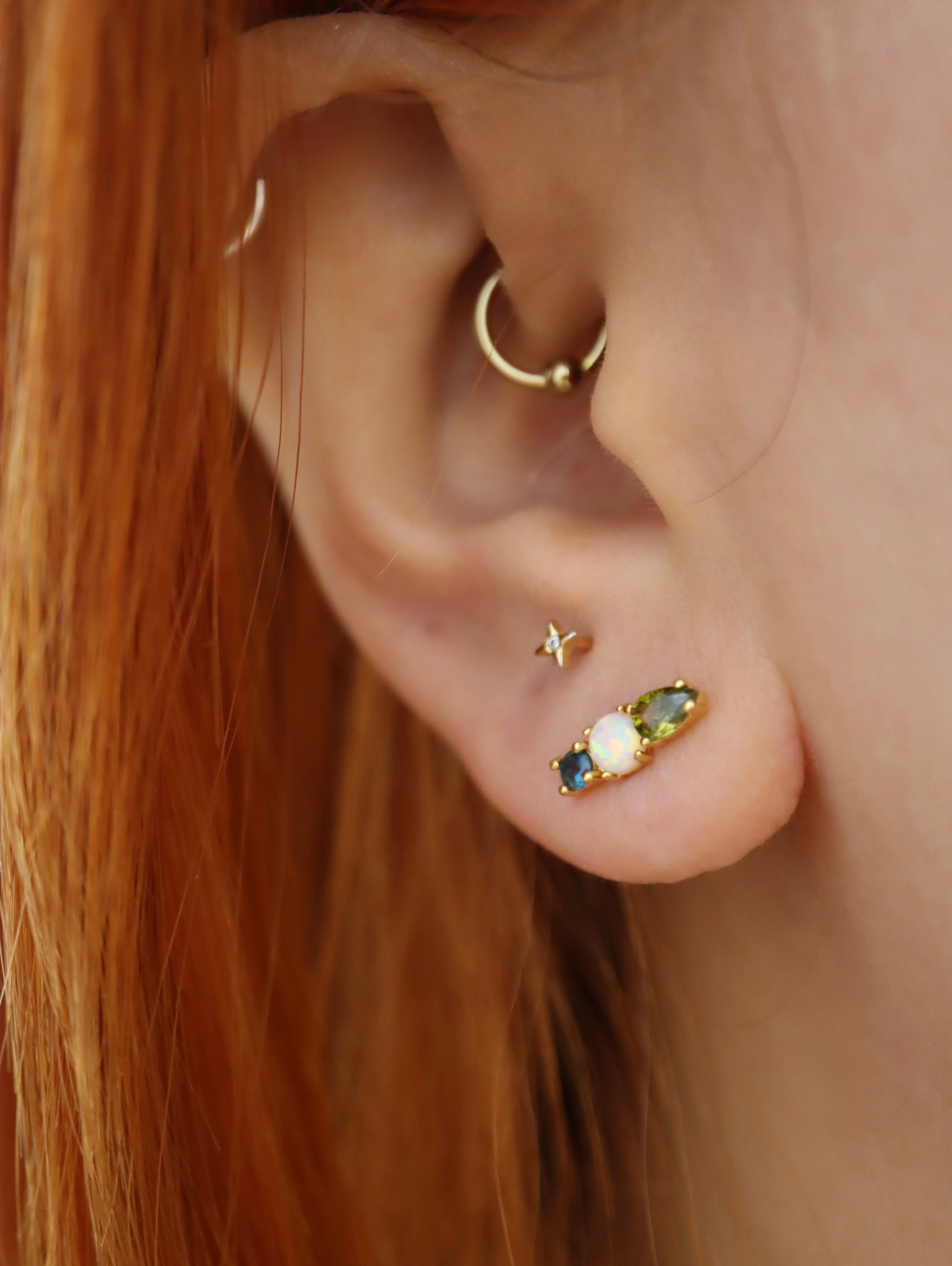 Sapphire Opal Stud Earrings