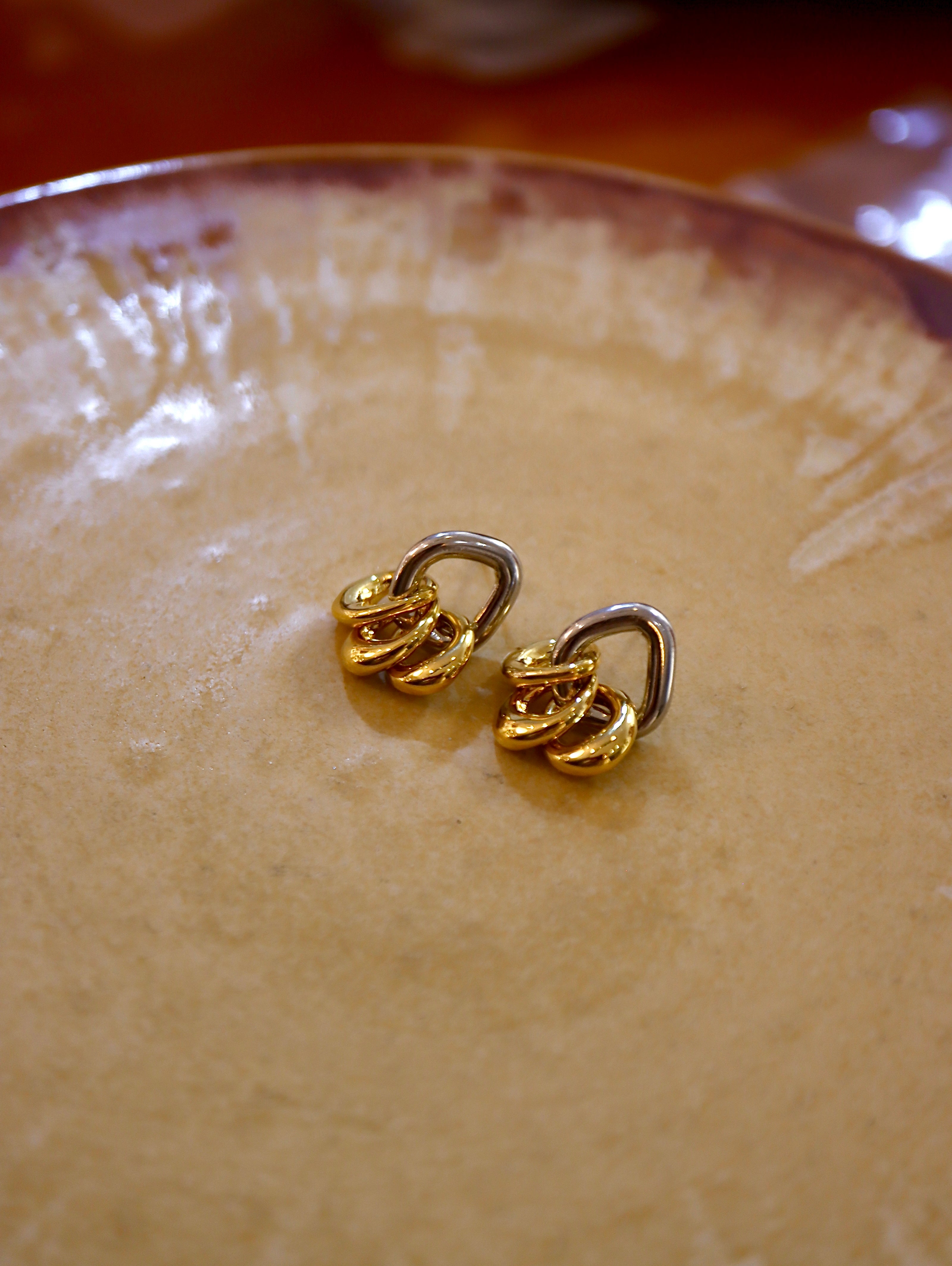 Mix tone interlock earrings