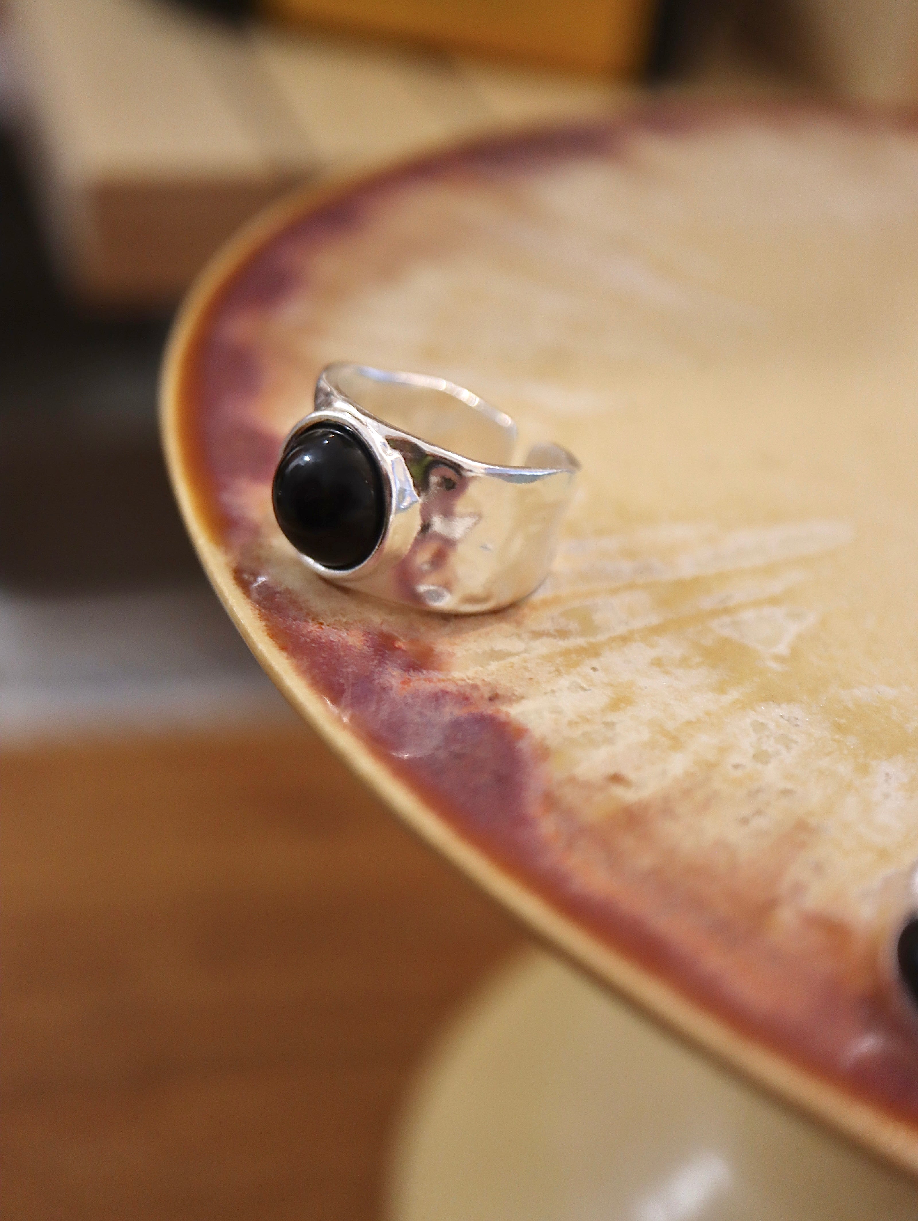 Round onyx 925 silver ring