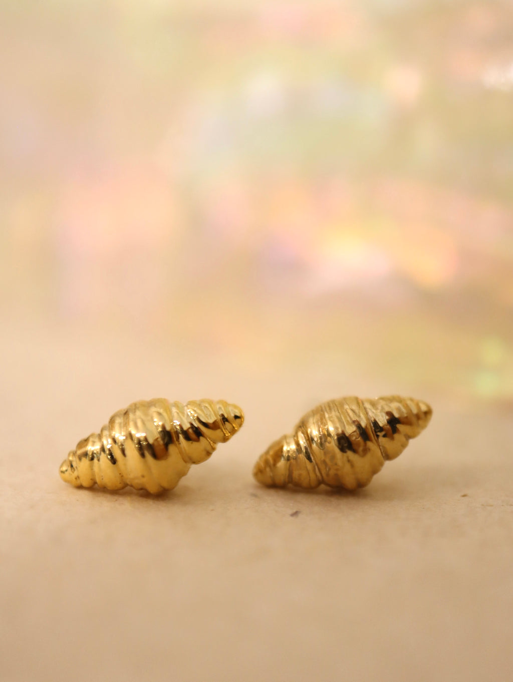 Mini croissant brass earrings