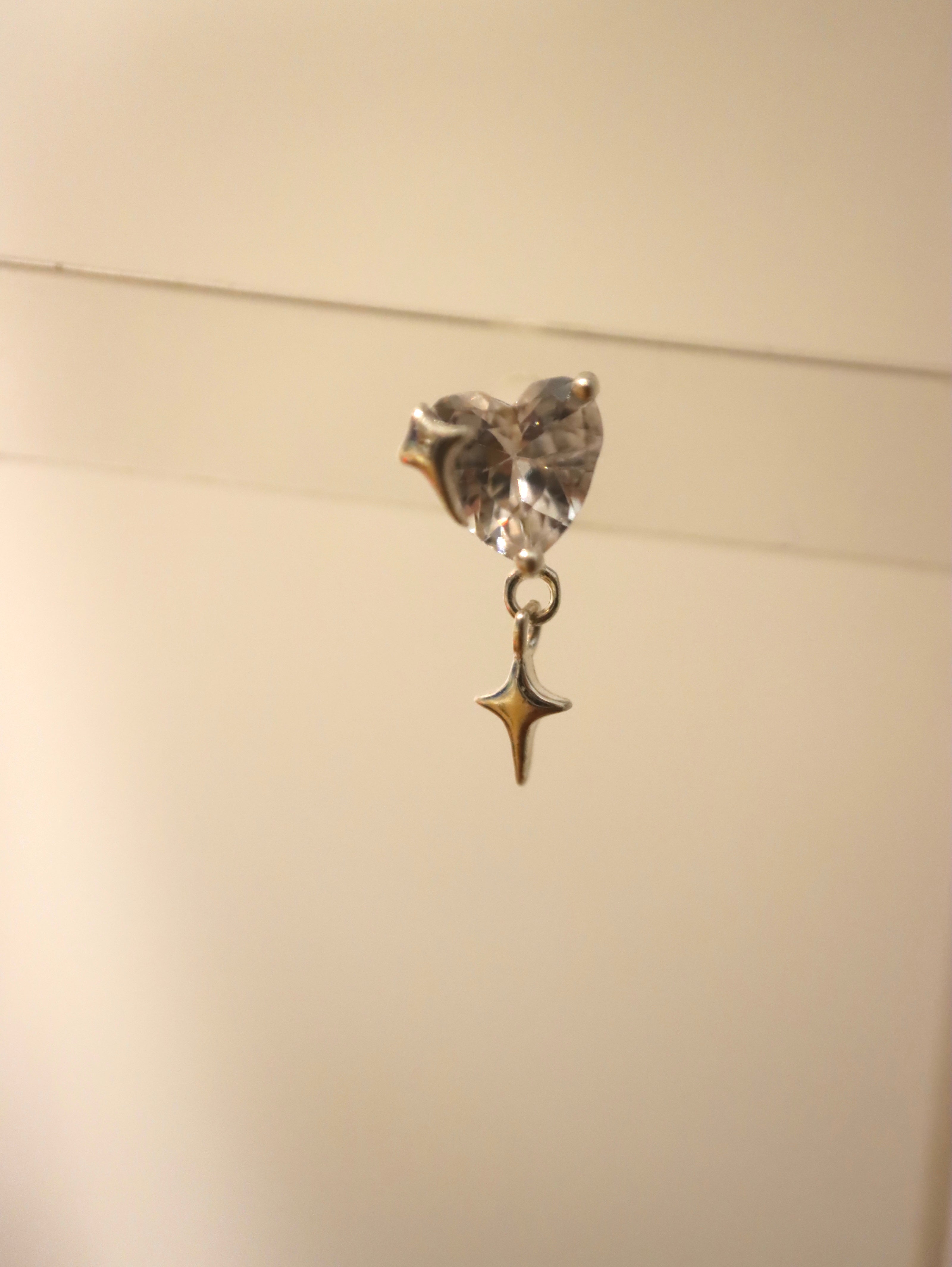 Lyra Heart Drop Stud 925 silver Earring