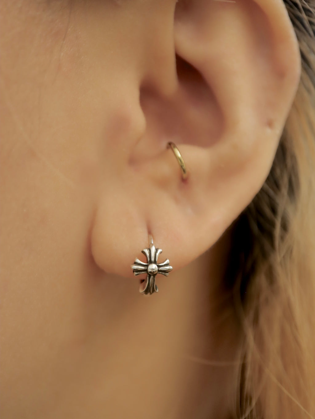 Antique 925 silver cross earrings