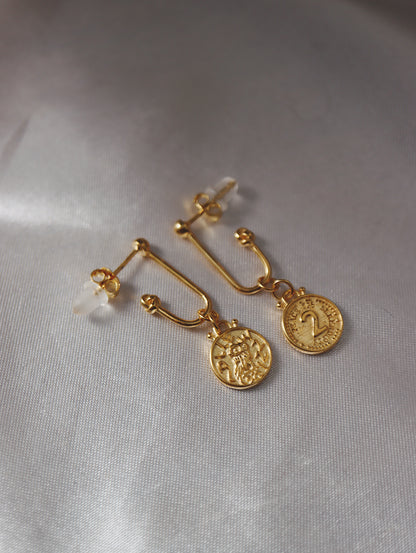 Drop coin silver925 earrings