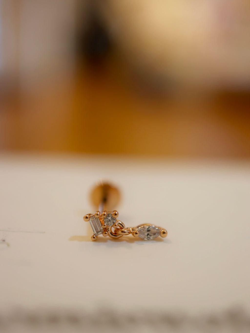 Drop cz flat back s925 piercing