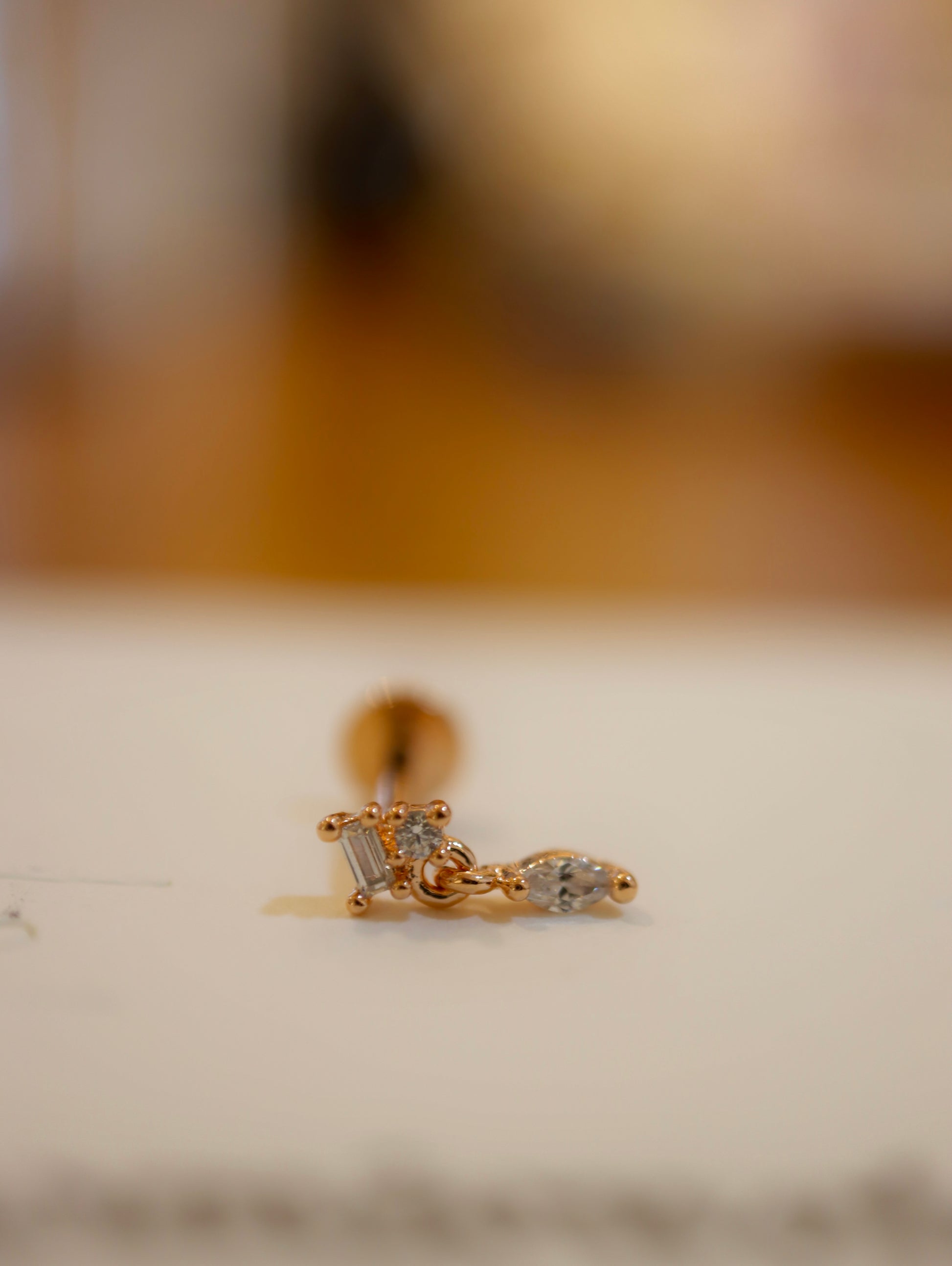 Drop cz flat back s925 piercing