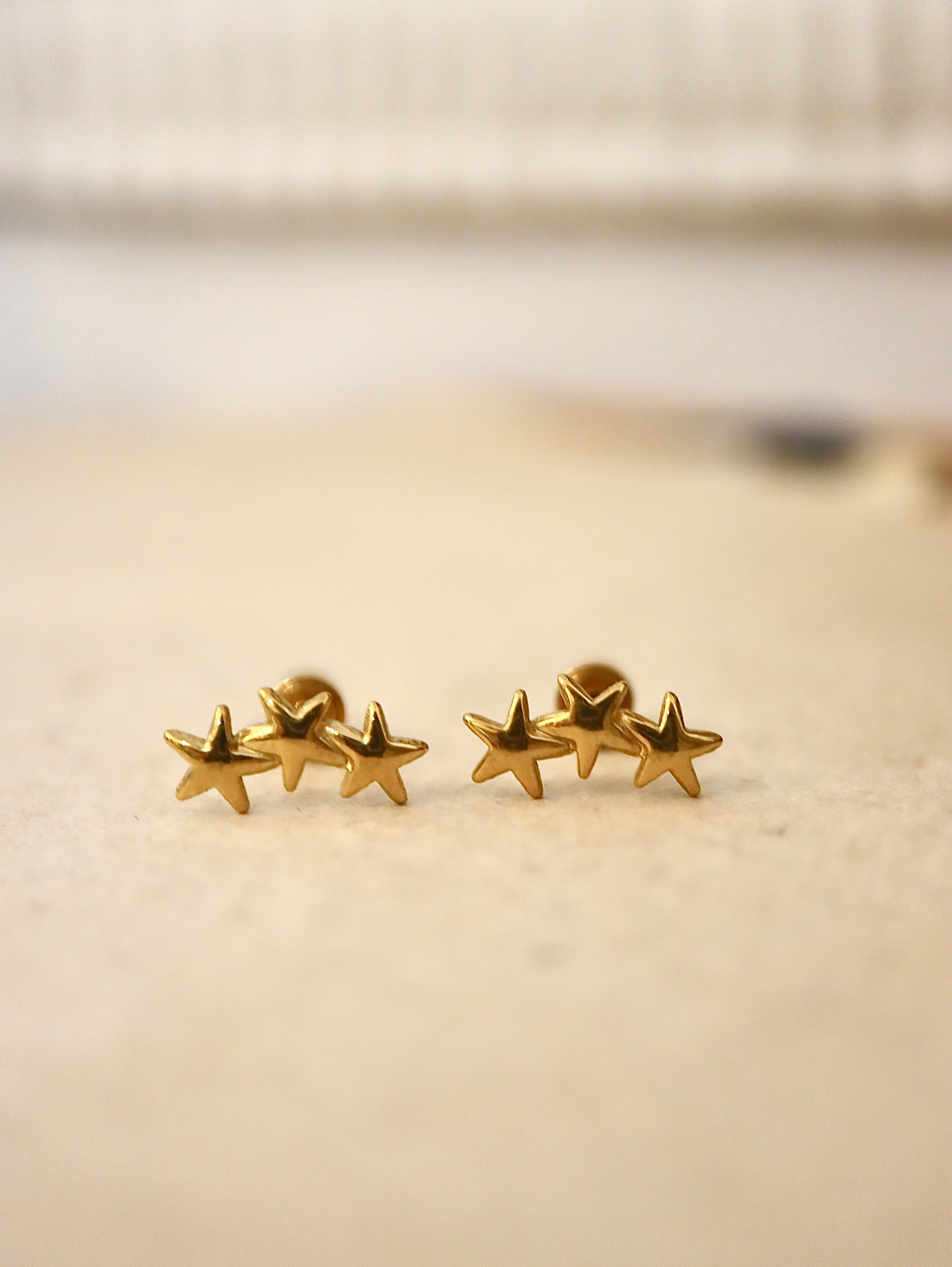 Triple star stainless steel earrings