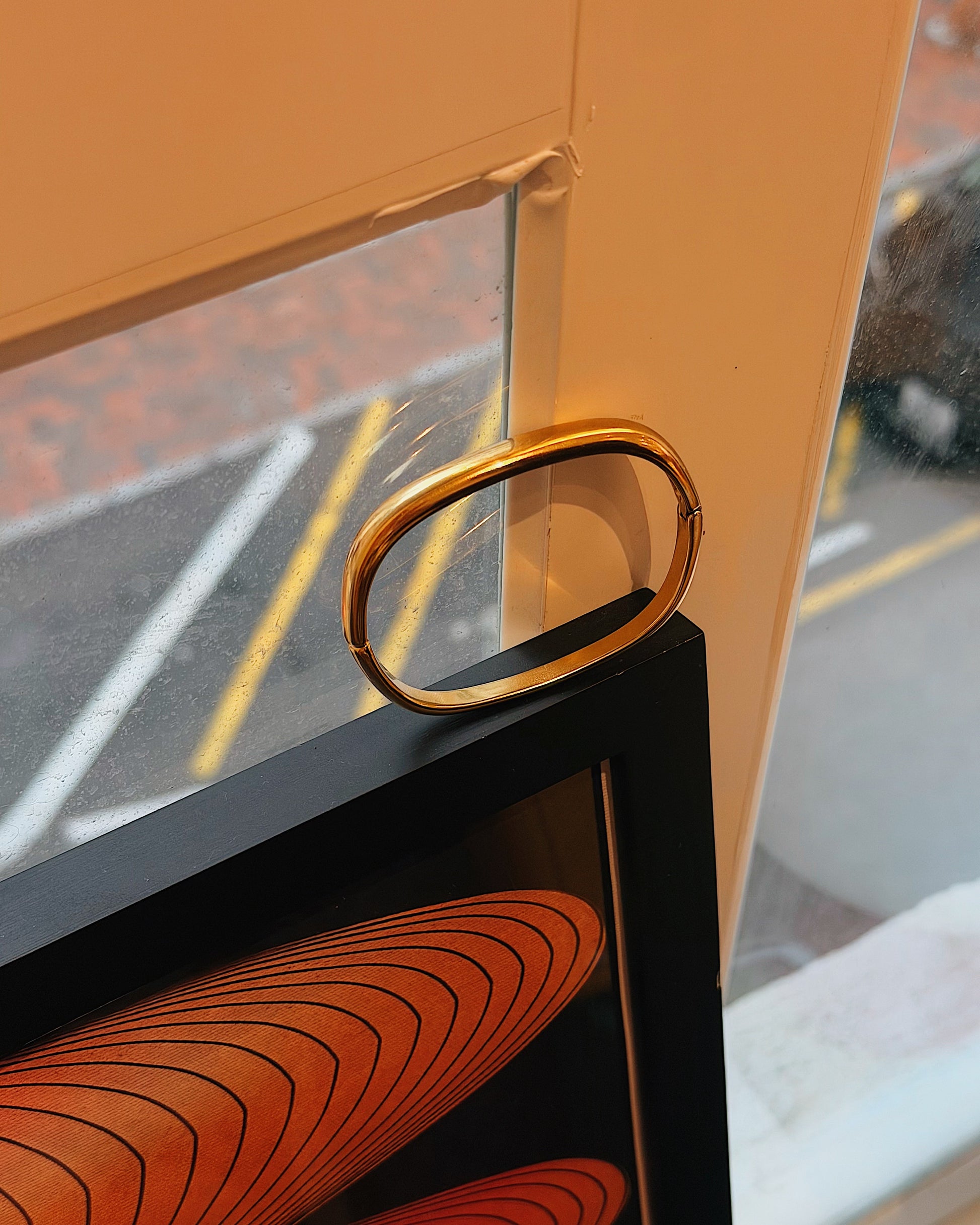 Stainless steel water resistant  lock bangle in gold