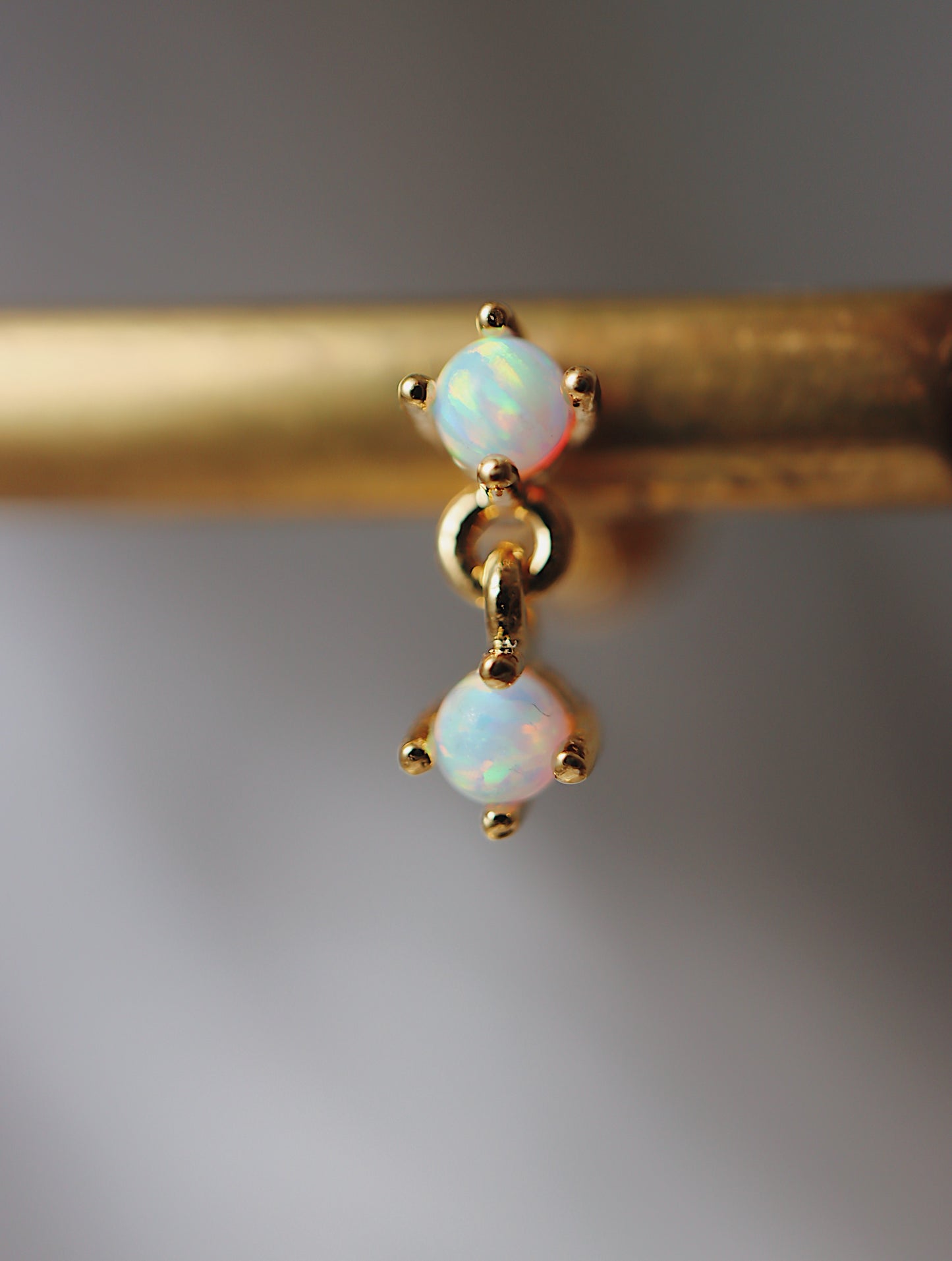 Double opal silver925 flat back piercing