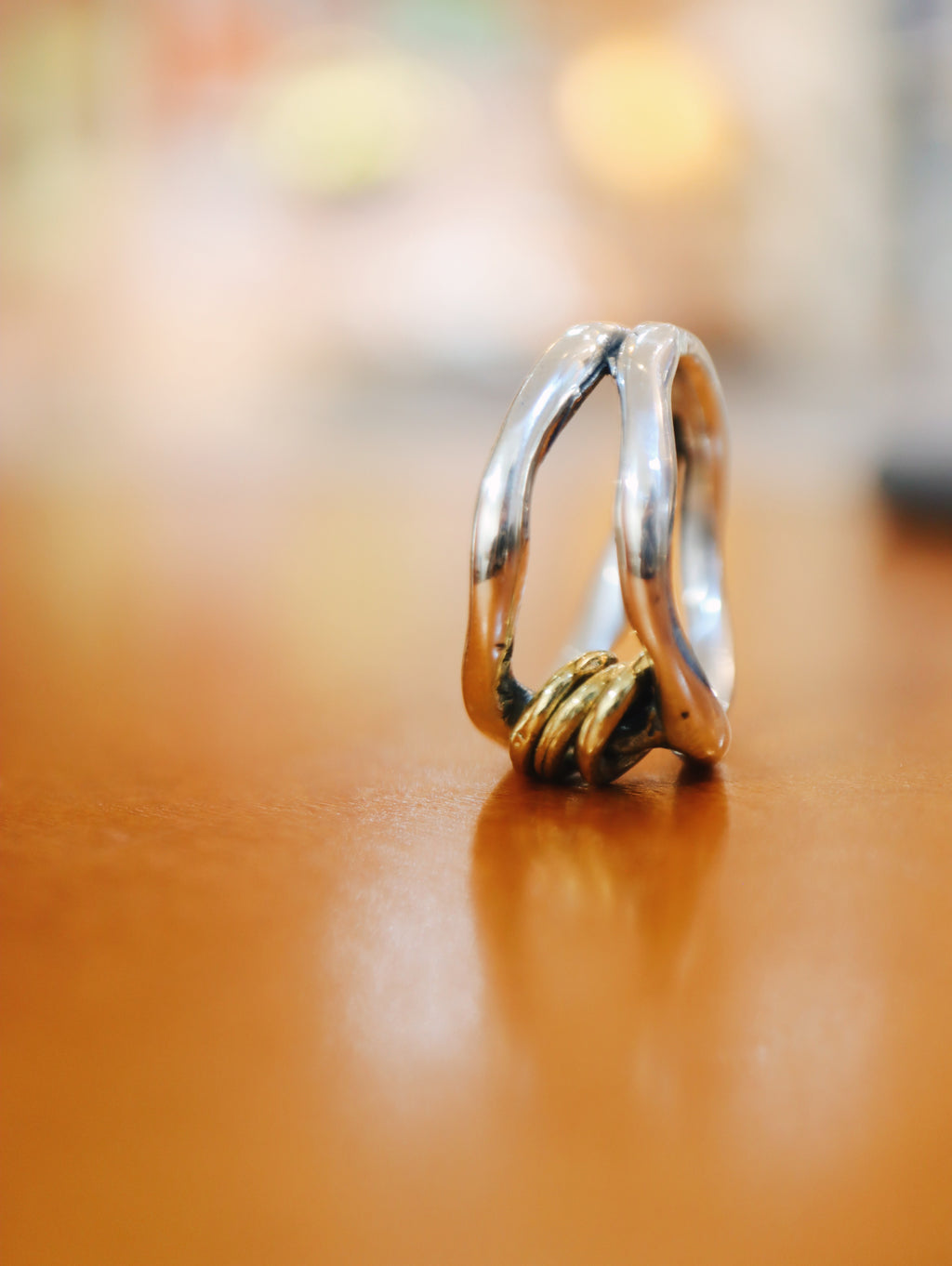 Mix tone handcrafted 925 silver ring