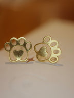 Heart center paws earrings