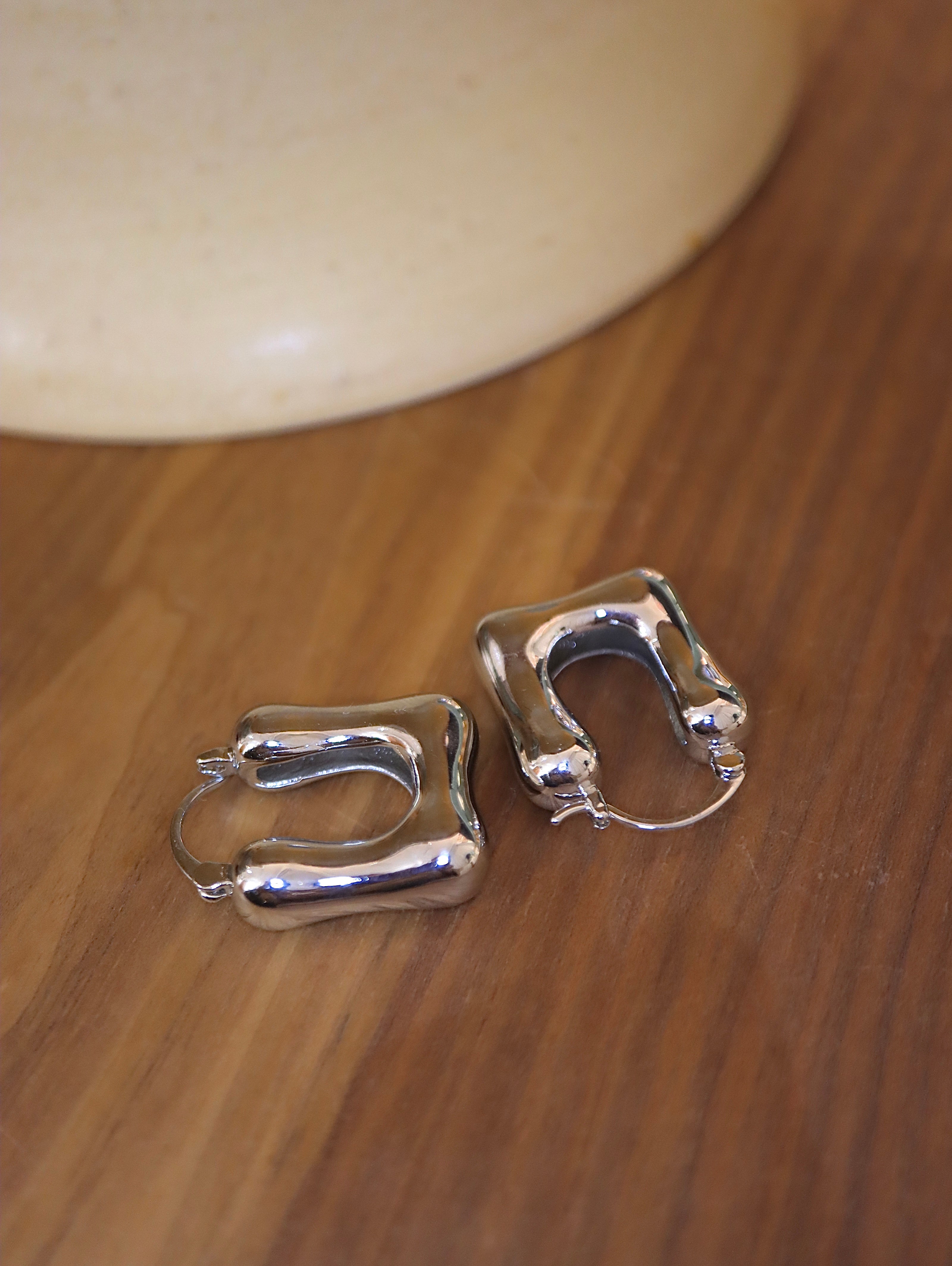 Brass square hoop earrings