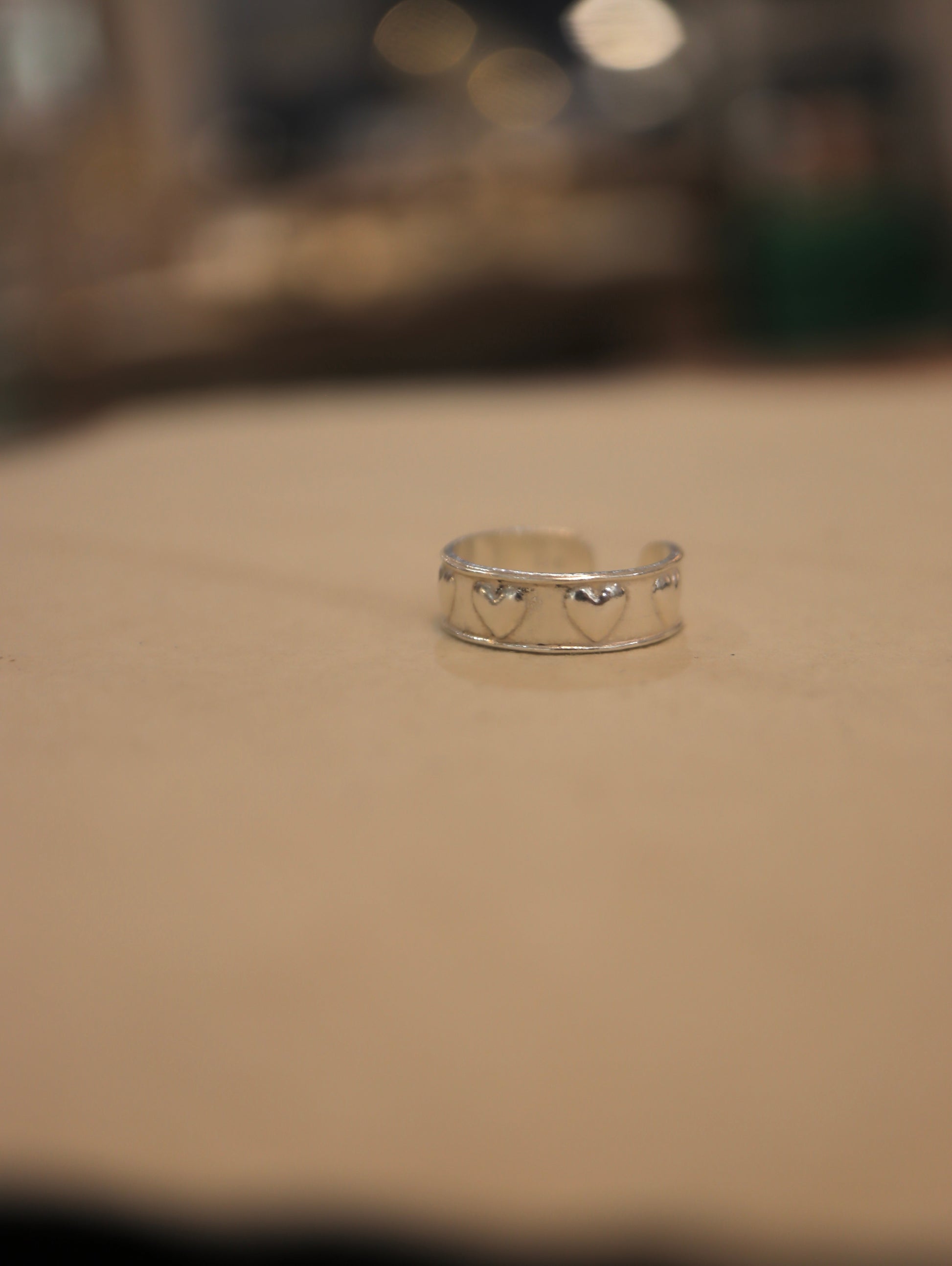 Embossed heart 925 silver pinky / midi ring