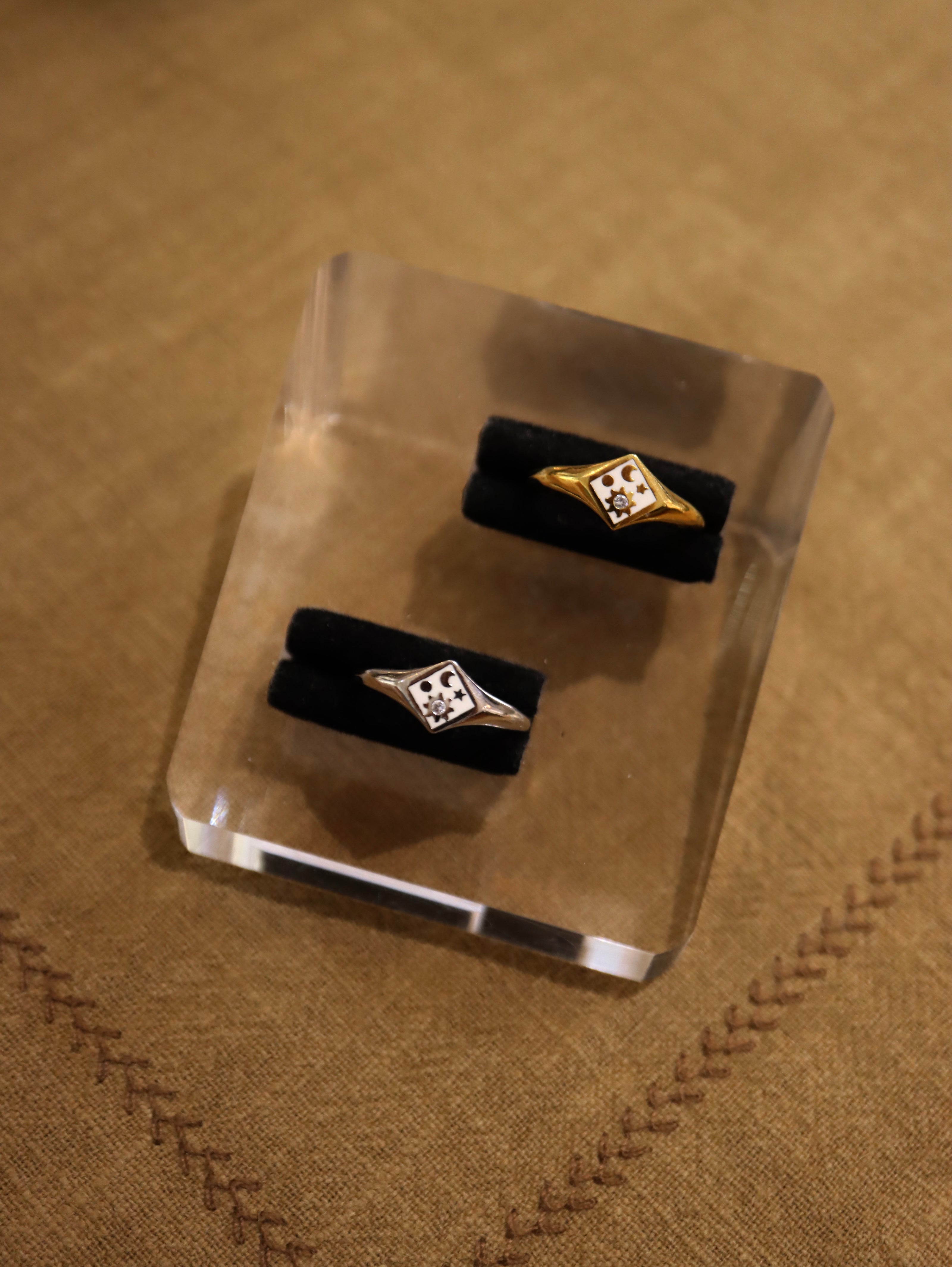 Celestial Rhombus Enamel Open Size Ring
