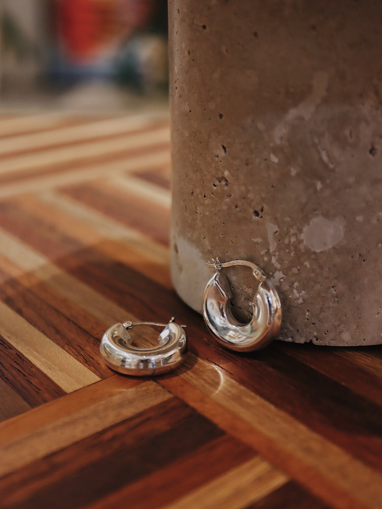 Lunar Hoop Hollow silver925 earrings