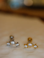 Triple rhombus surgical steel piercing earring (1pc)