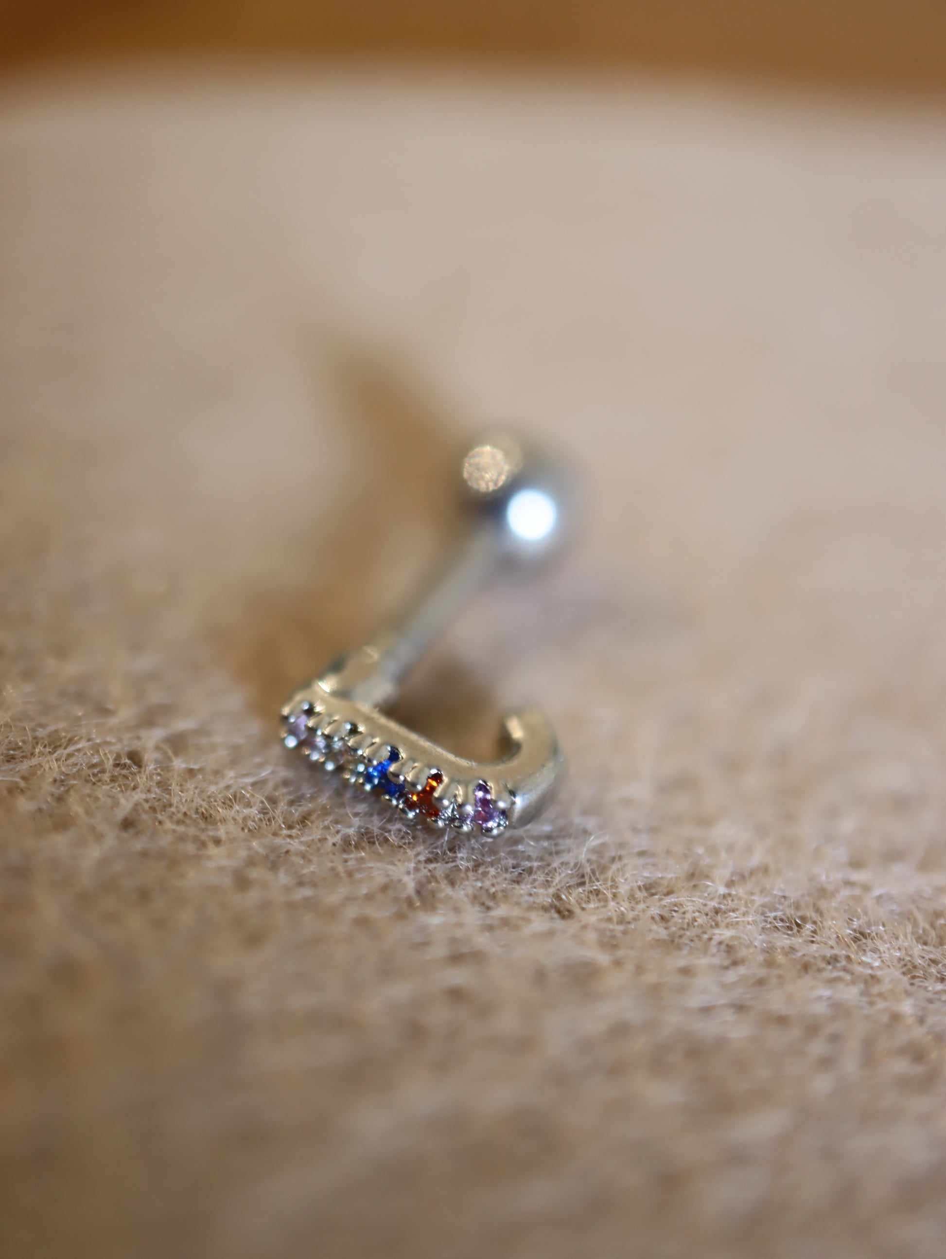 Rainbow mini cz stud surgical steel earring (1pc)