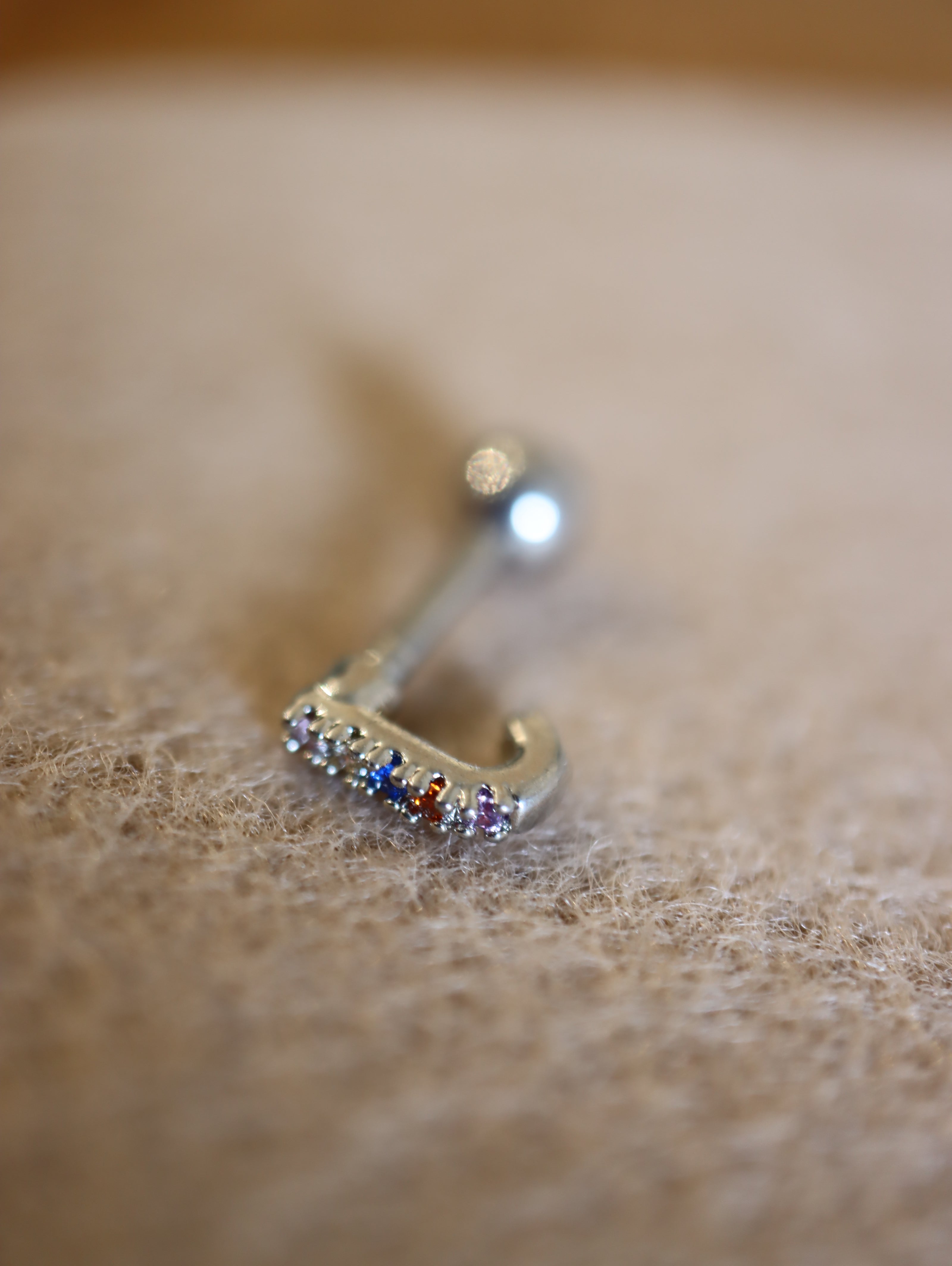 Rainbow mini cz stud surgical steel earring (1pc)