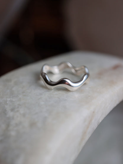 Silver925 wavy little finger pinky ring