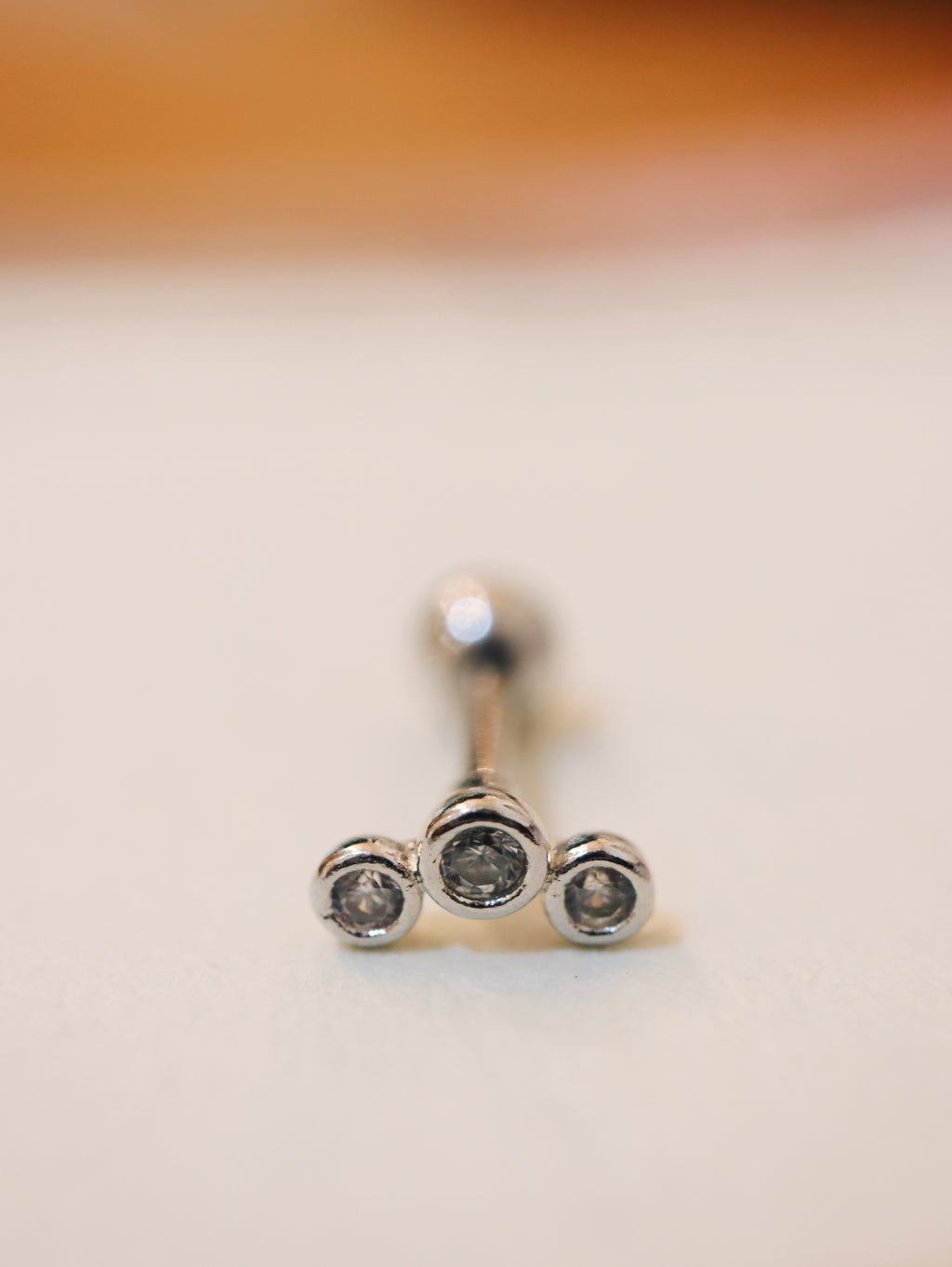 Triple cz surgical steel stud earring