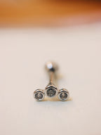 Triple cz surgical steel stud earring