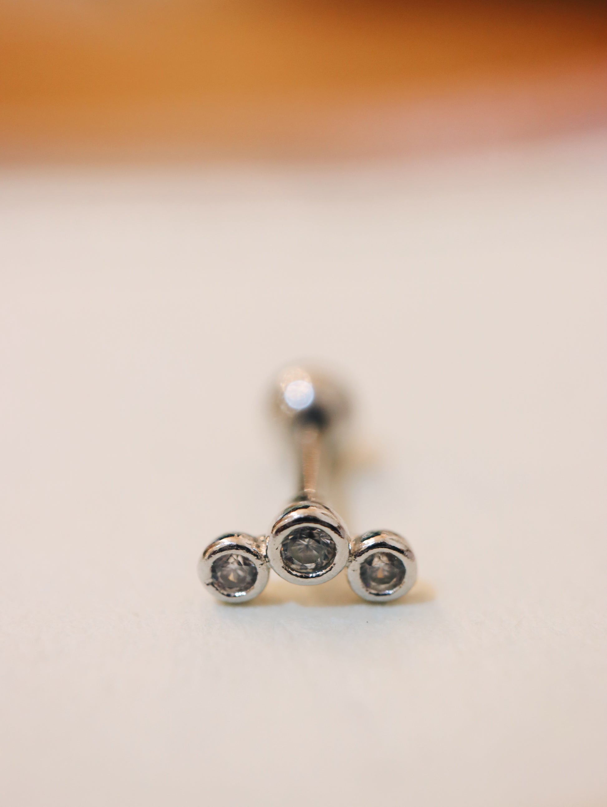 Triple cz surgical steel stud earring