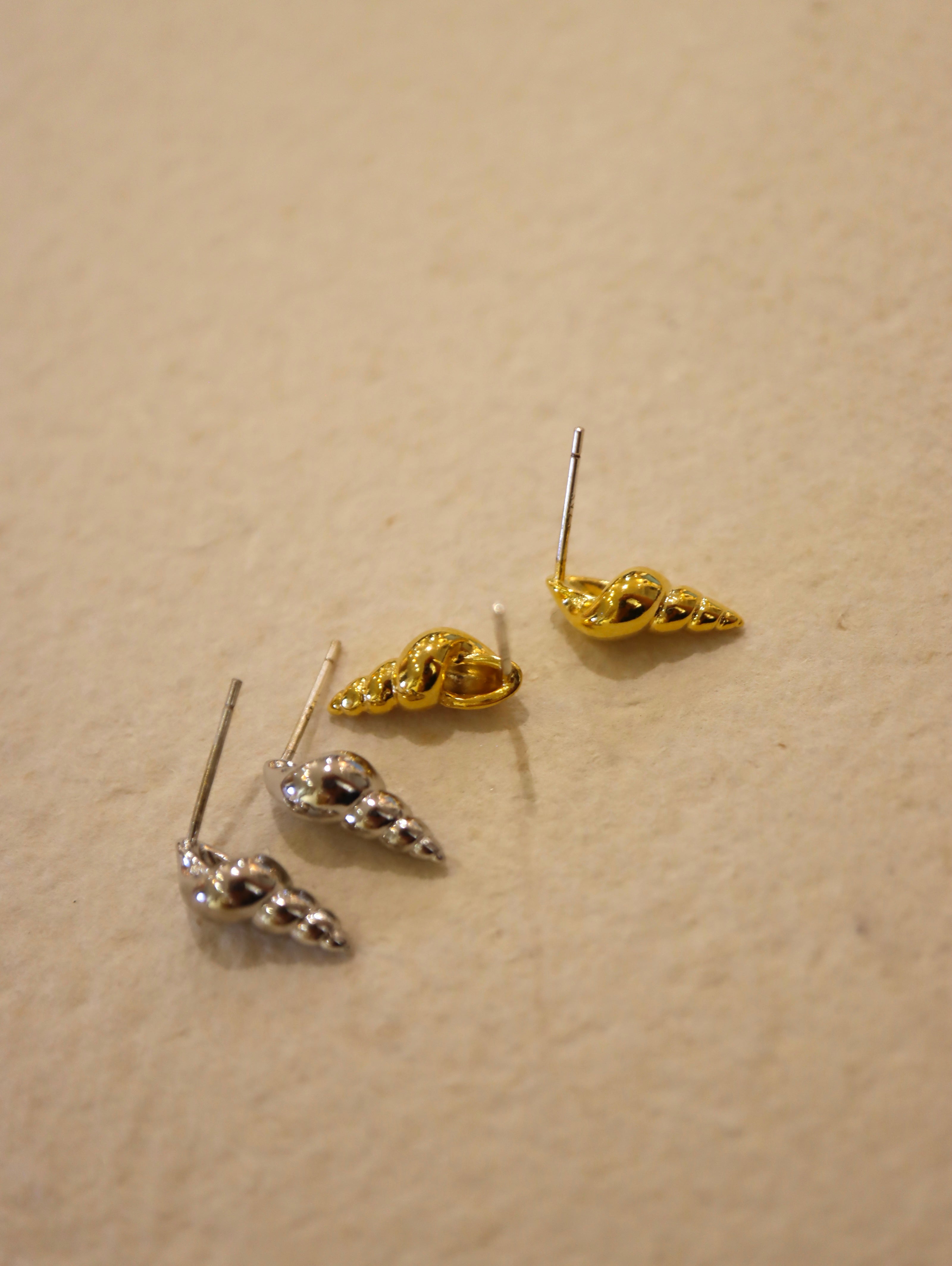 Conch Stud Brass Earrings