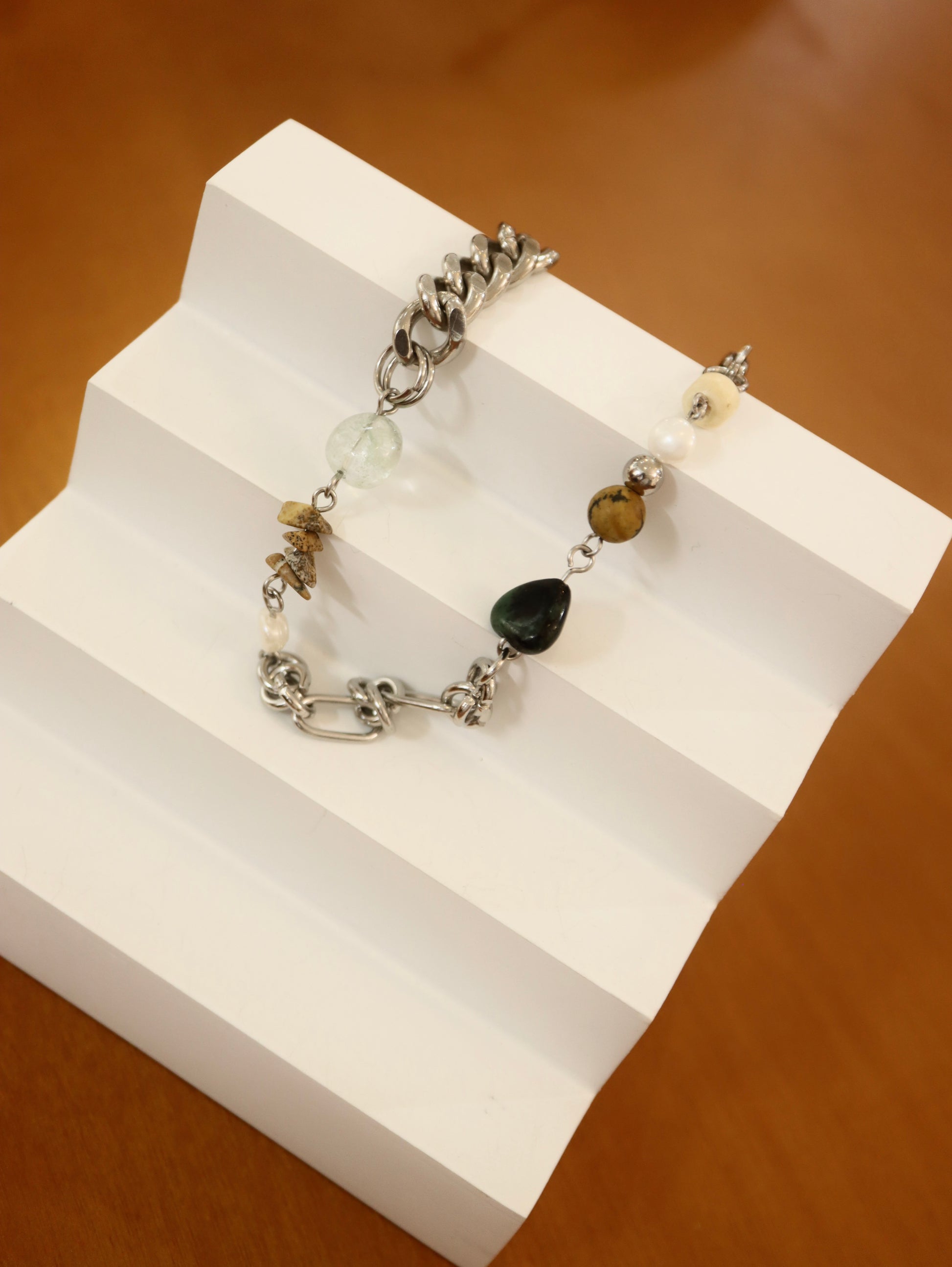 Mixed stone stainless steel bracelet