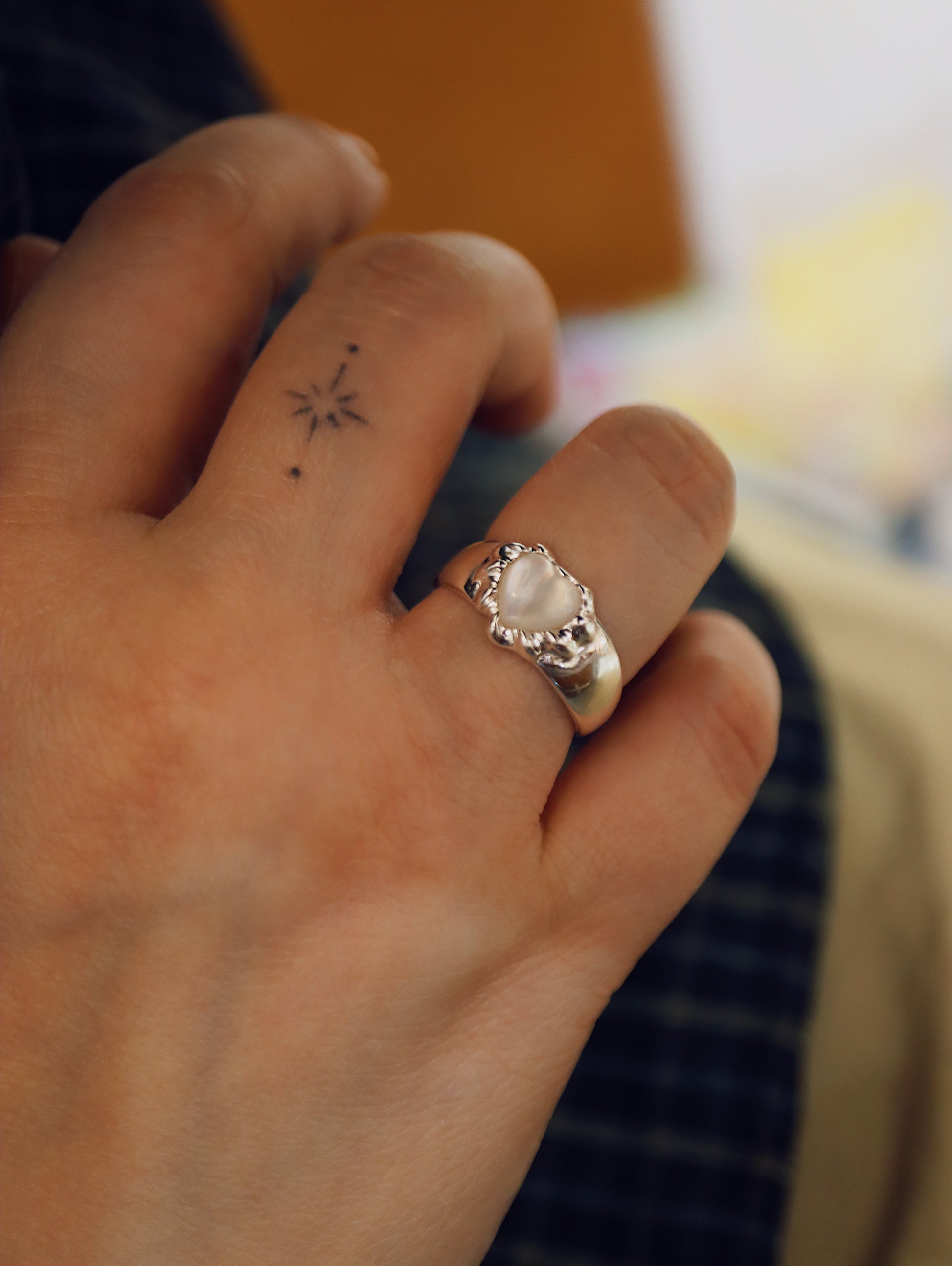 Heart 925 silver open size ring