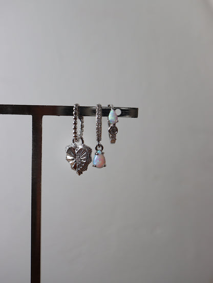 Drop heart hinged silver925 earrings