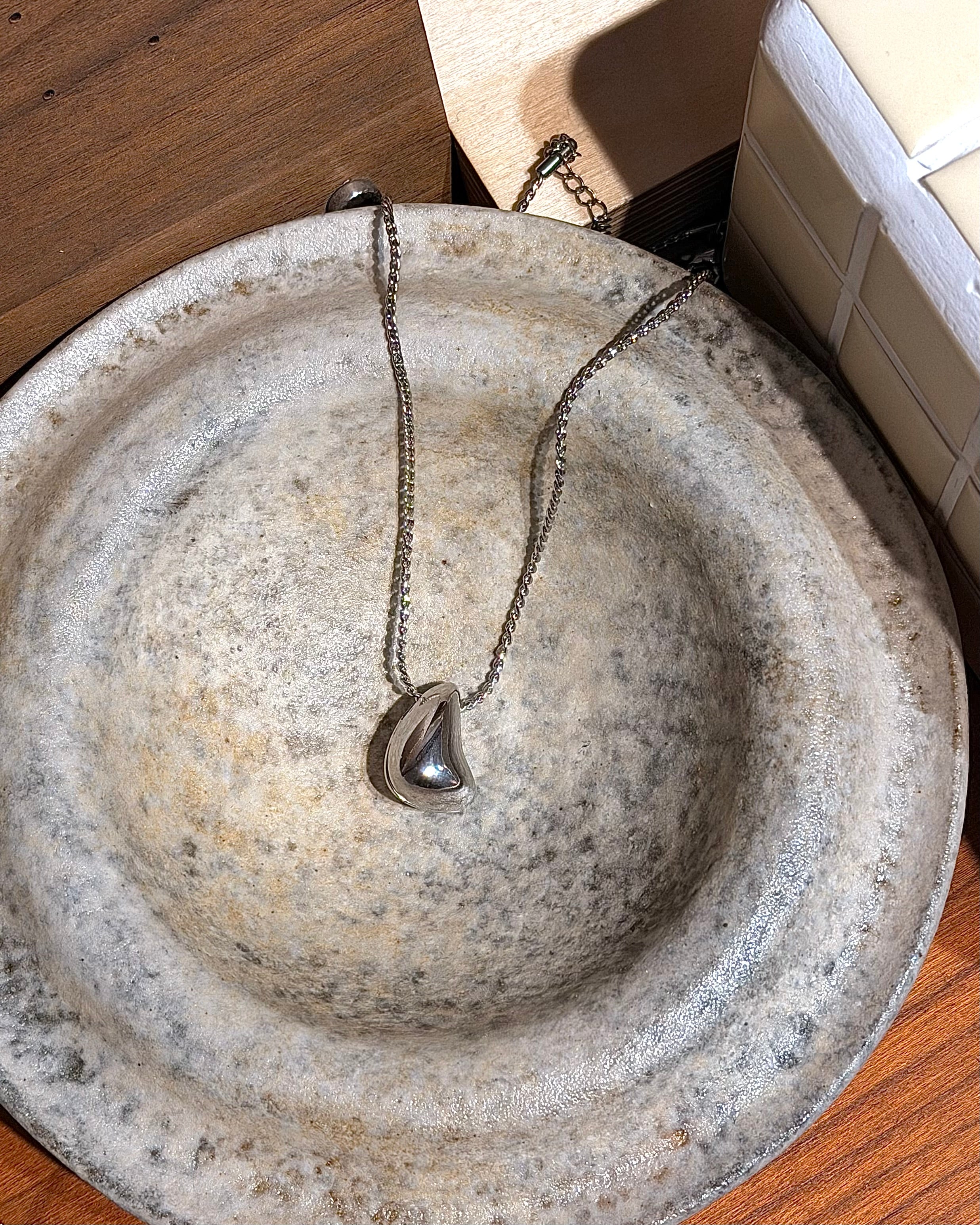 Pebble Pendant Stainless Steel Necklace