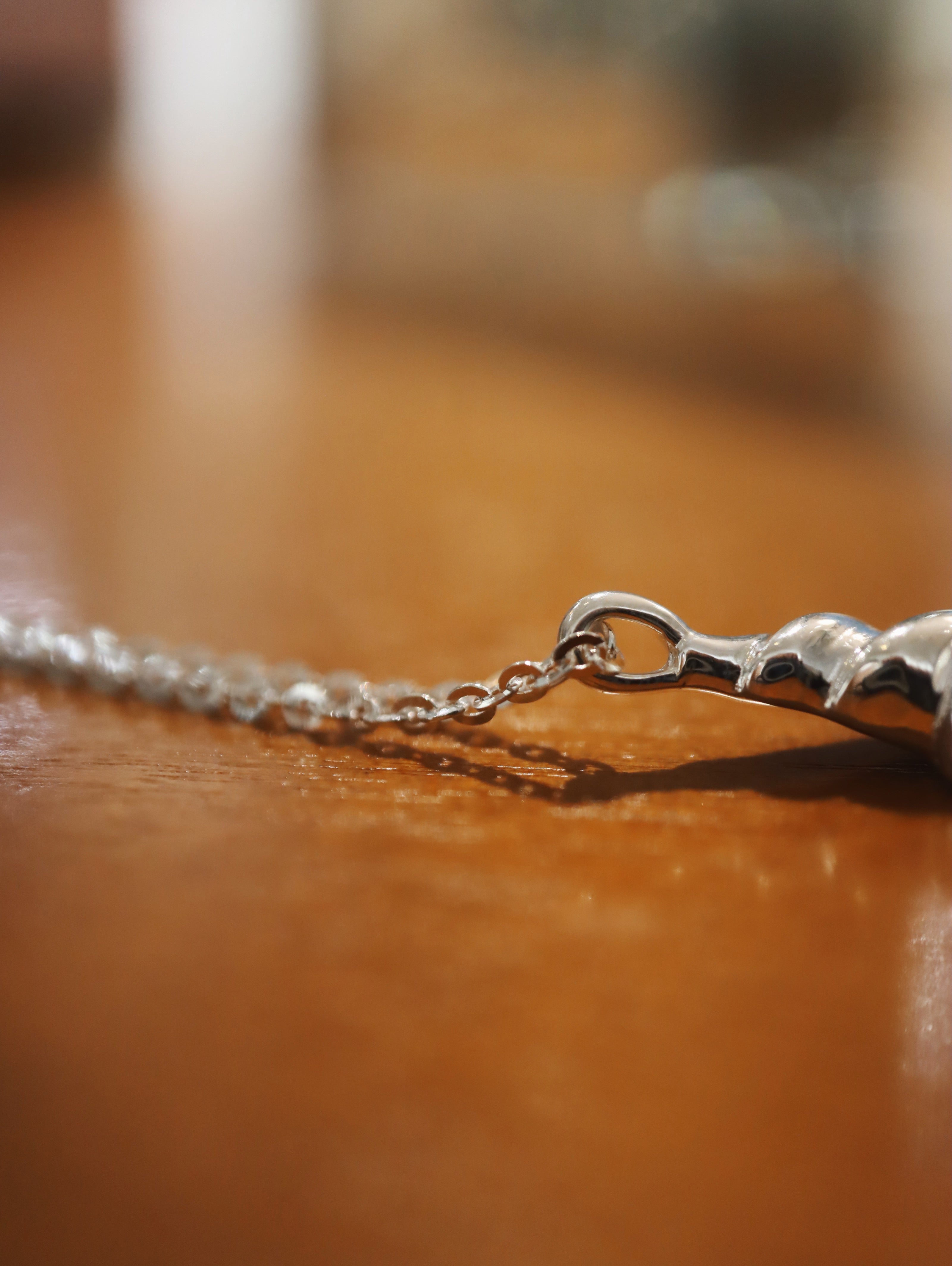 Croissant 925 silver long necklace