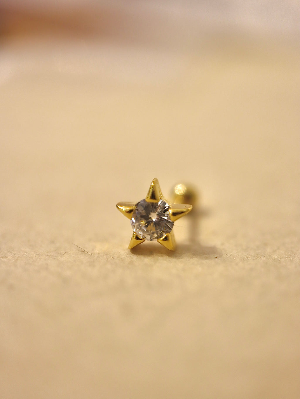 Cz star 925 silver piercing stud (1pc)