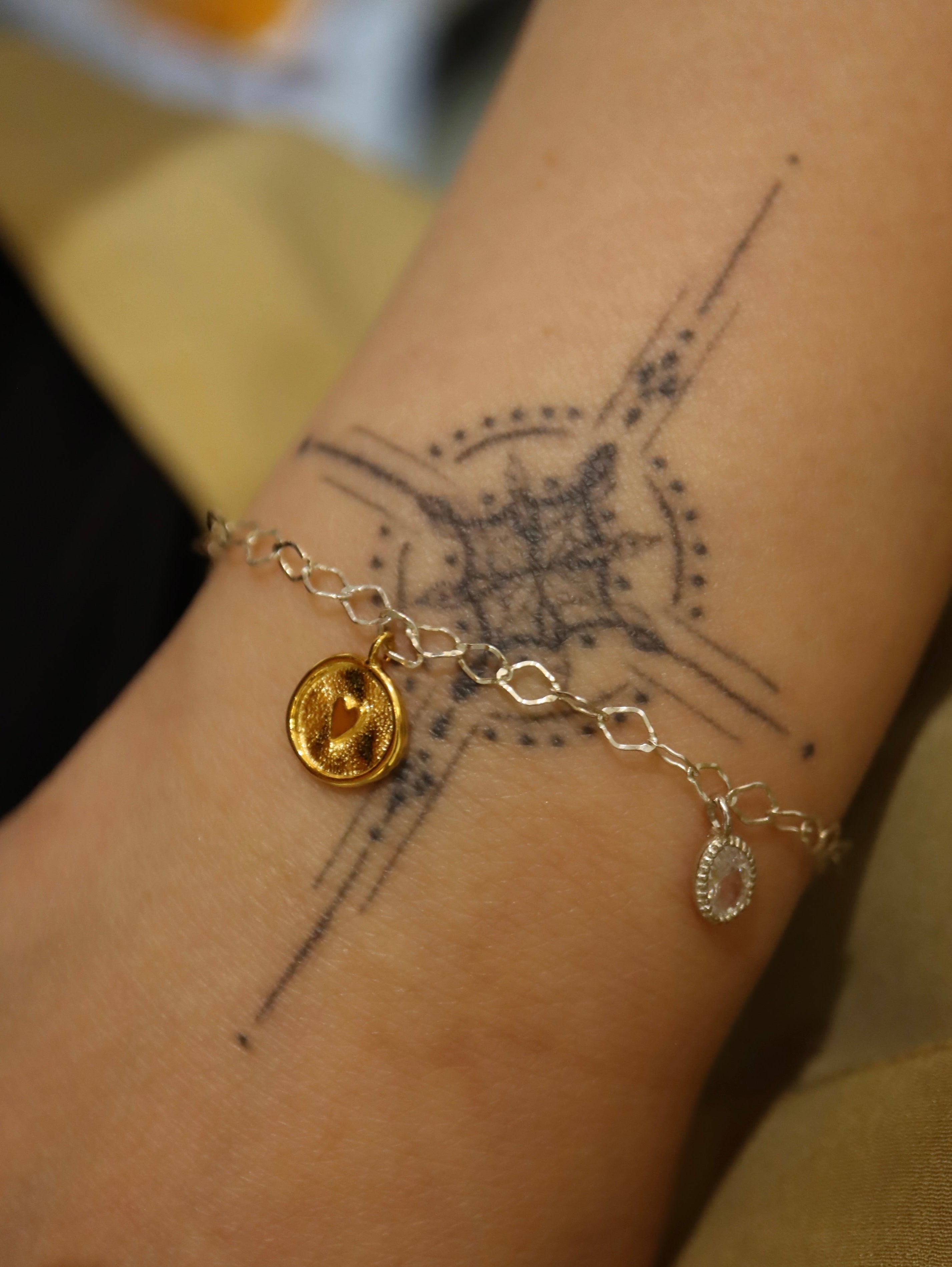 Amari Heart Coin Two Tone 925 Silver  Bracelet