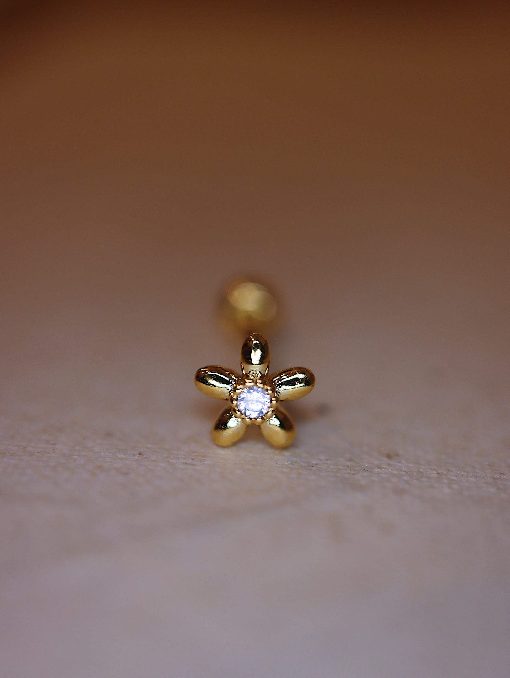 Flower 925 silver Piercing Earring with Screw Back