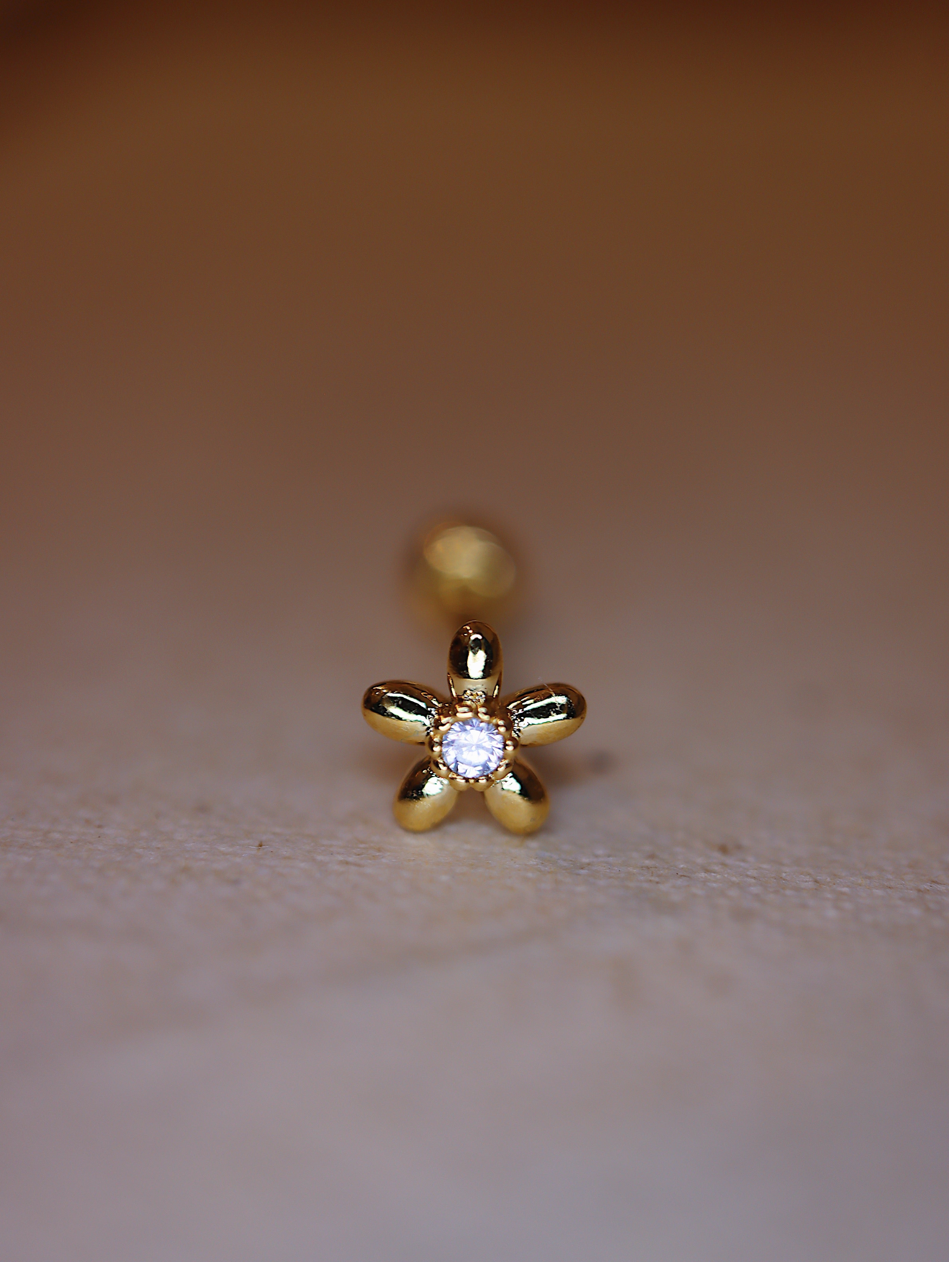 Flower 925 silver Piercing Earring with Screw Back
