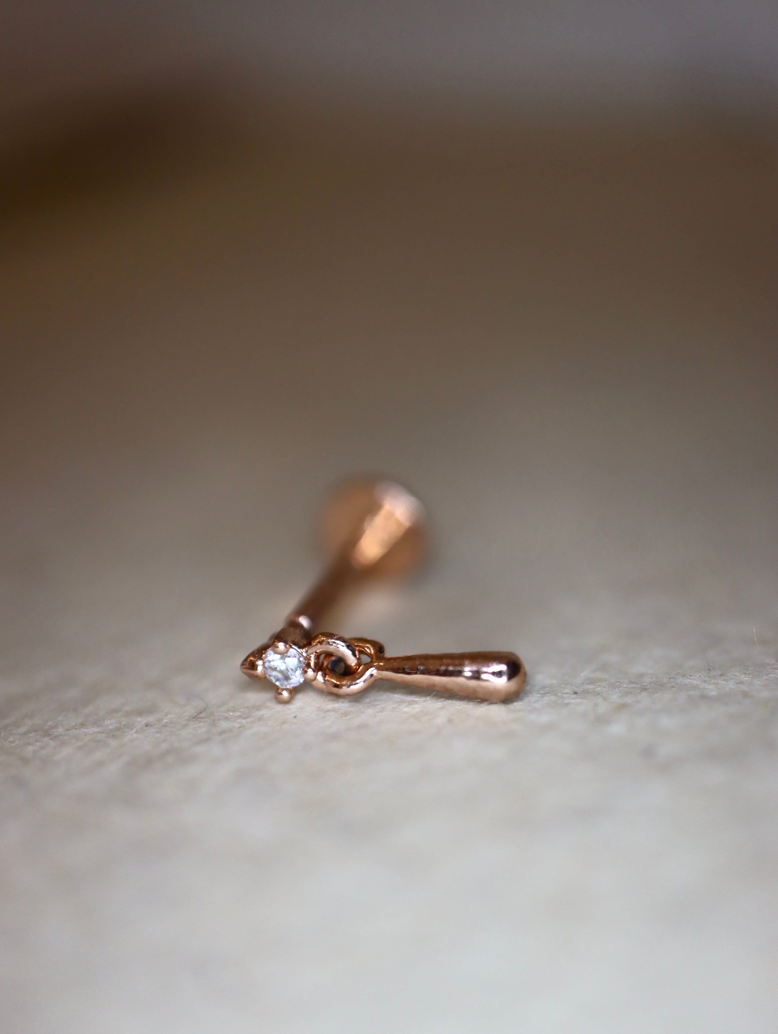 Drop flat back cz s925 piercing