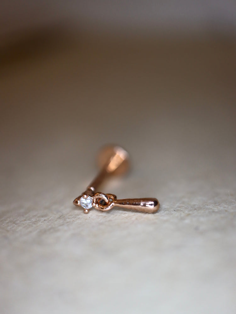 Drop flat back cz s925 piercing