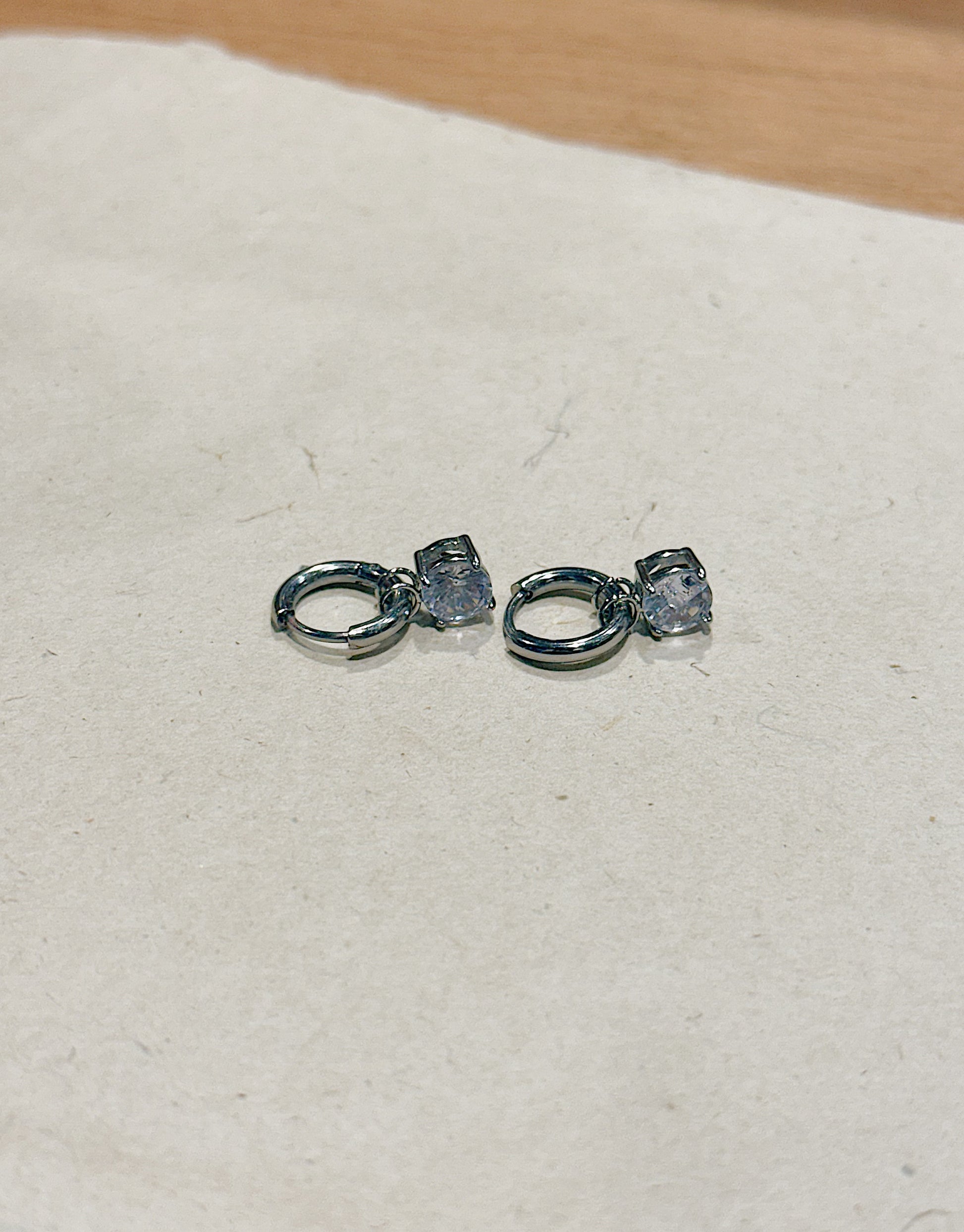 Stainless steel drop cz earrings