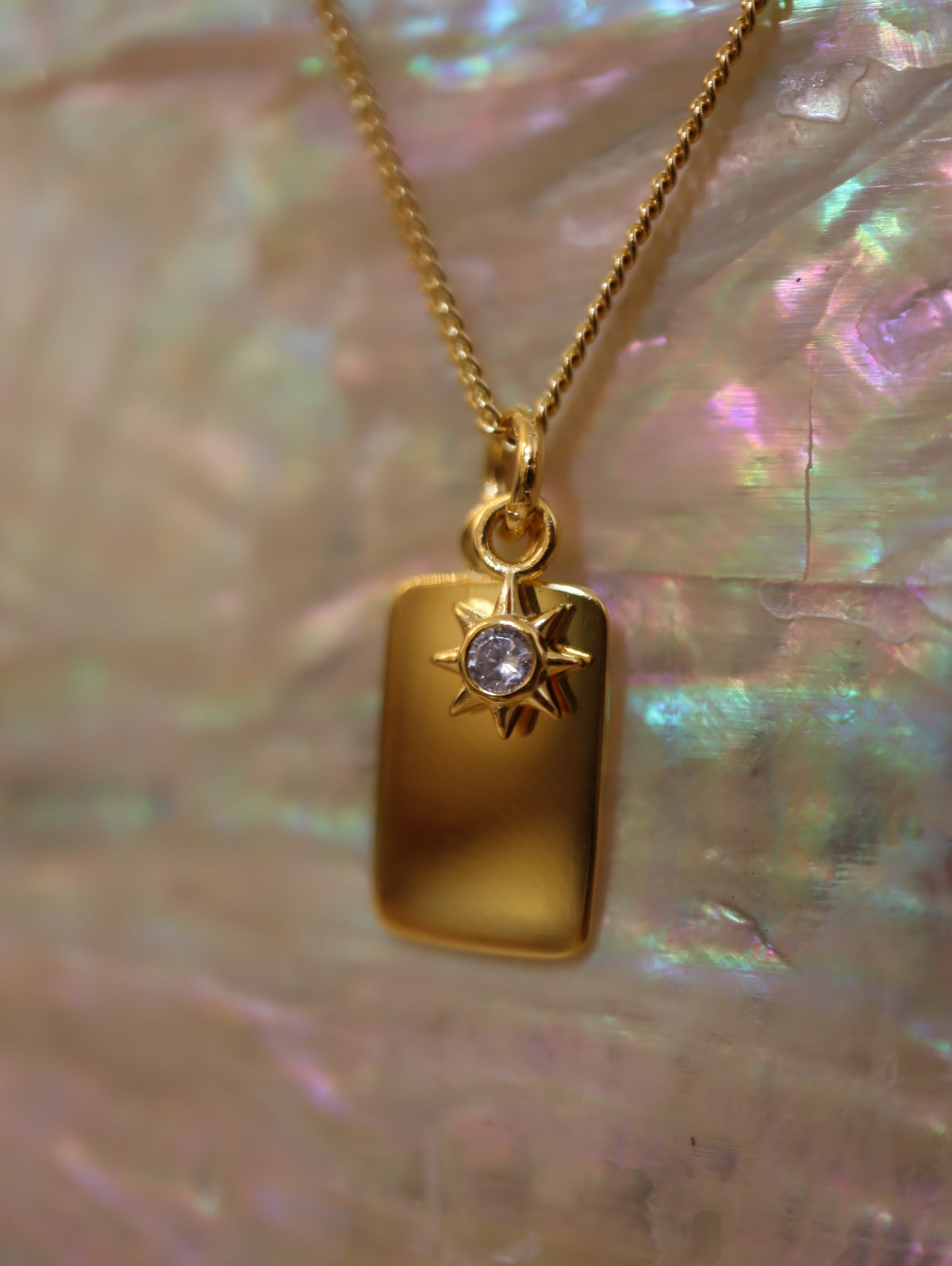 Celestial Rectangle With Sun Pendant 925 silver Necklace