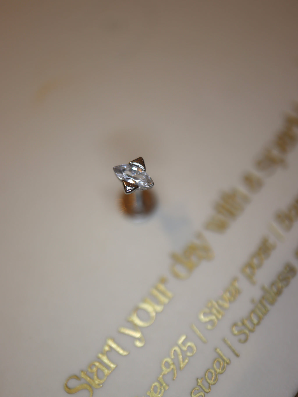 Mini stud cz flat back 925 silver piercing (1pc)