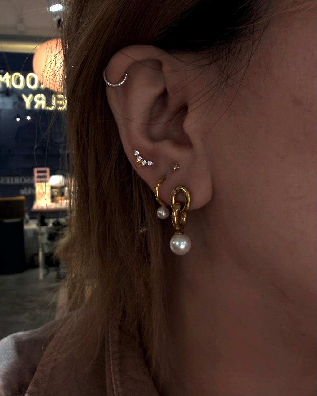 Stainless steel interlock earrings