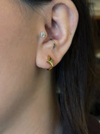 Cross star hinged hoop earrings