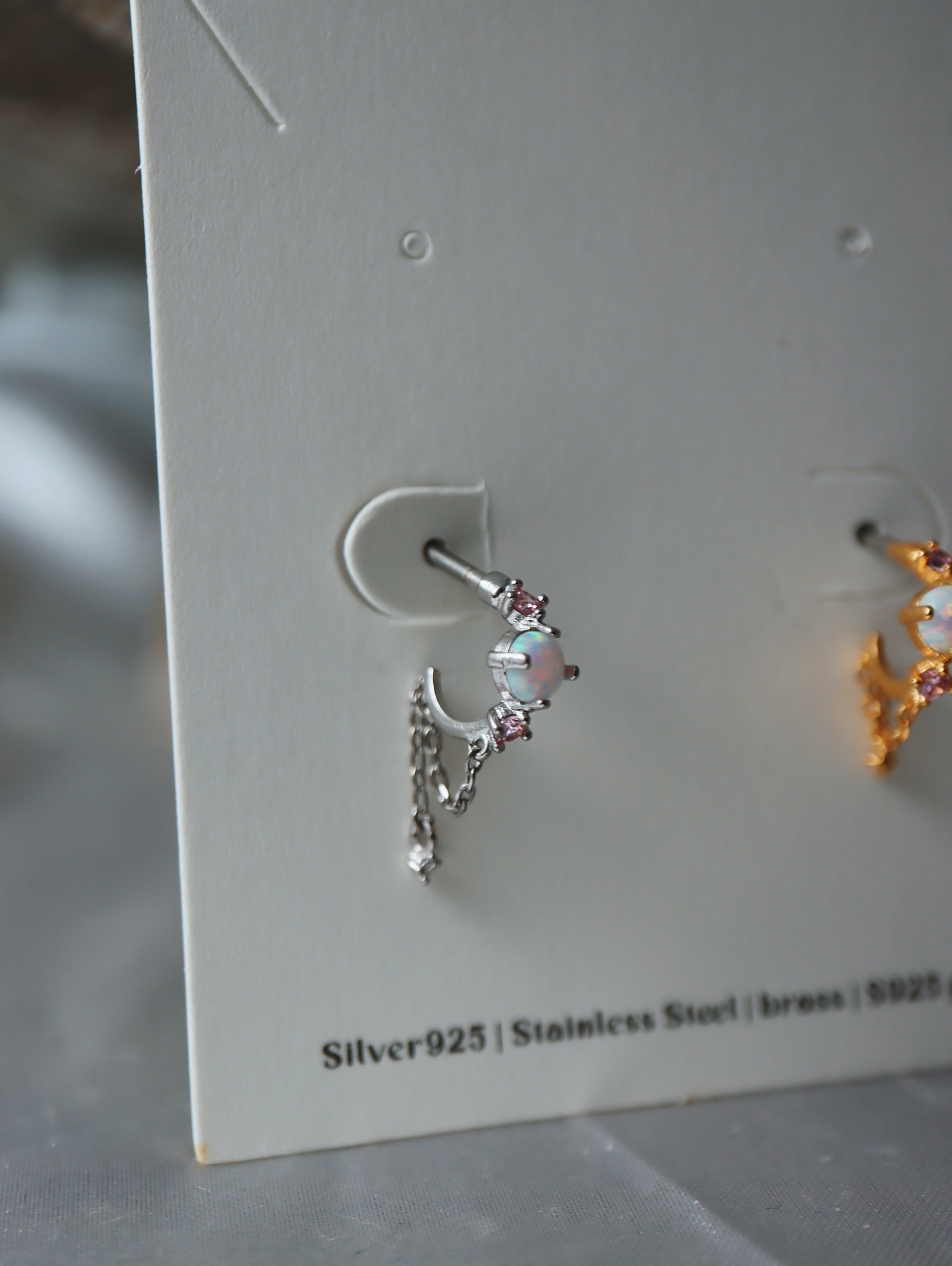 Surgical steel opal earring
