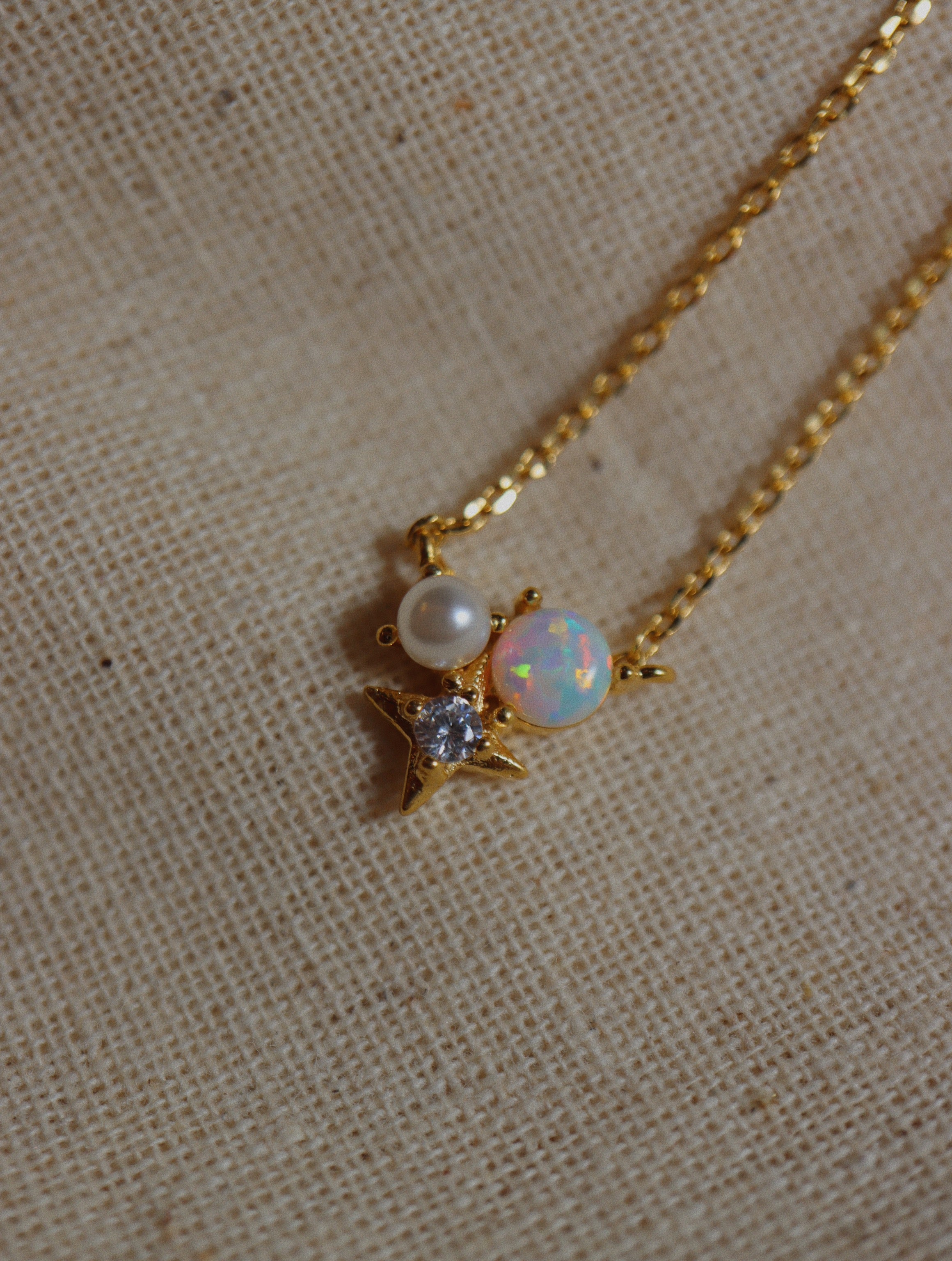 Sparkle opal pearl necklace