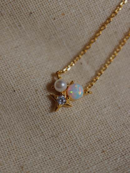 Sparkle opal pearl necklace