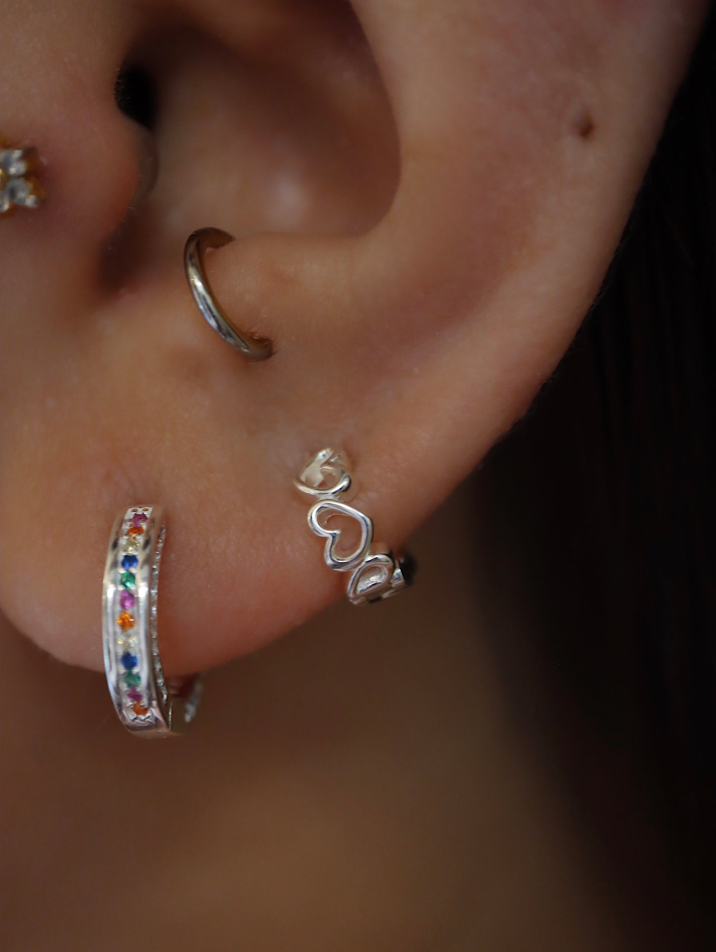 Silver925 rainbow cz earrings