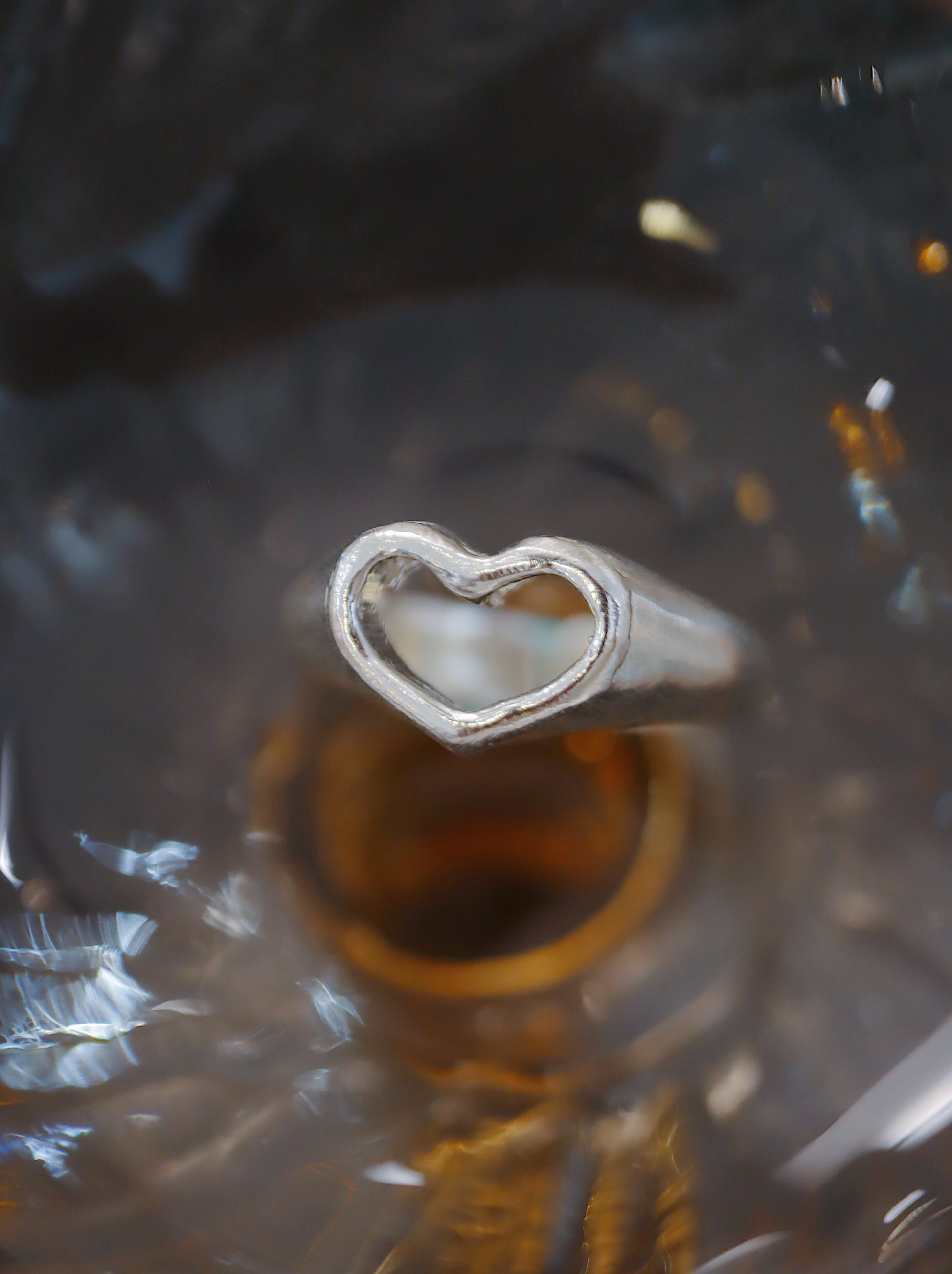 Silver925 hallow heart ring (free size)