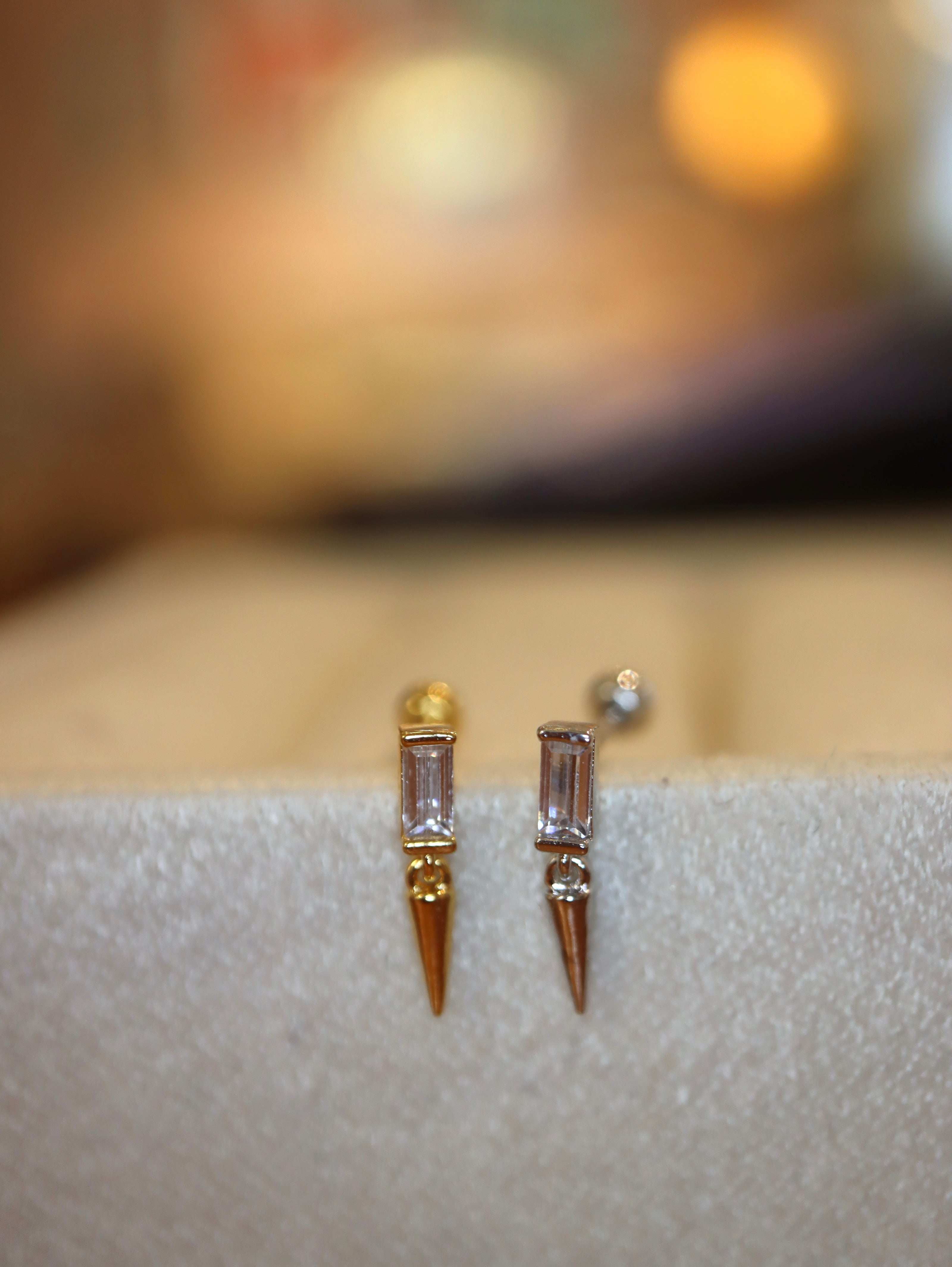 Rectangular CZ Arrowhead Stud 925 Silver Piercing Earring