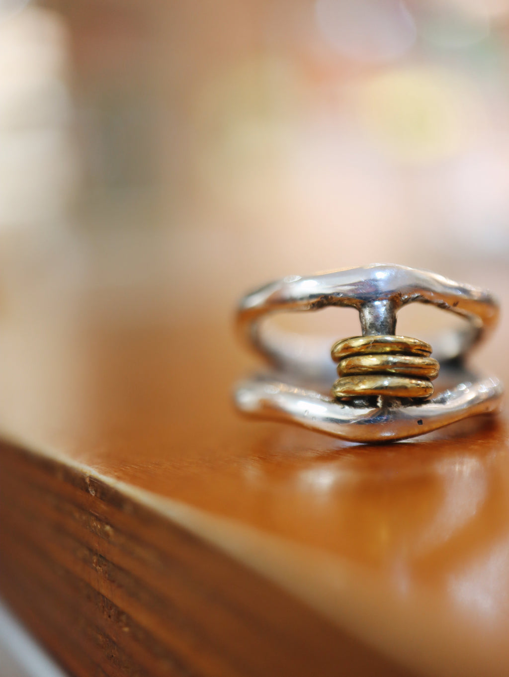 Mix tone handcrafted 925 silver ring