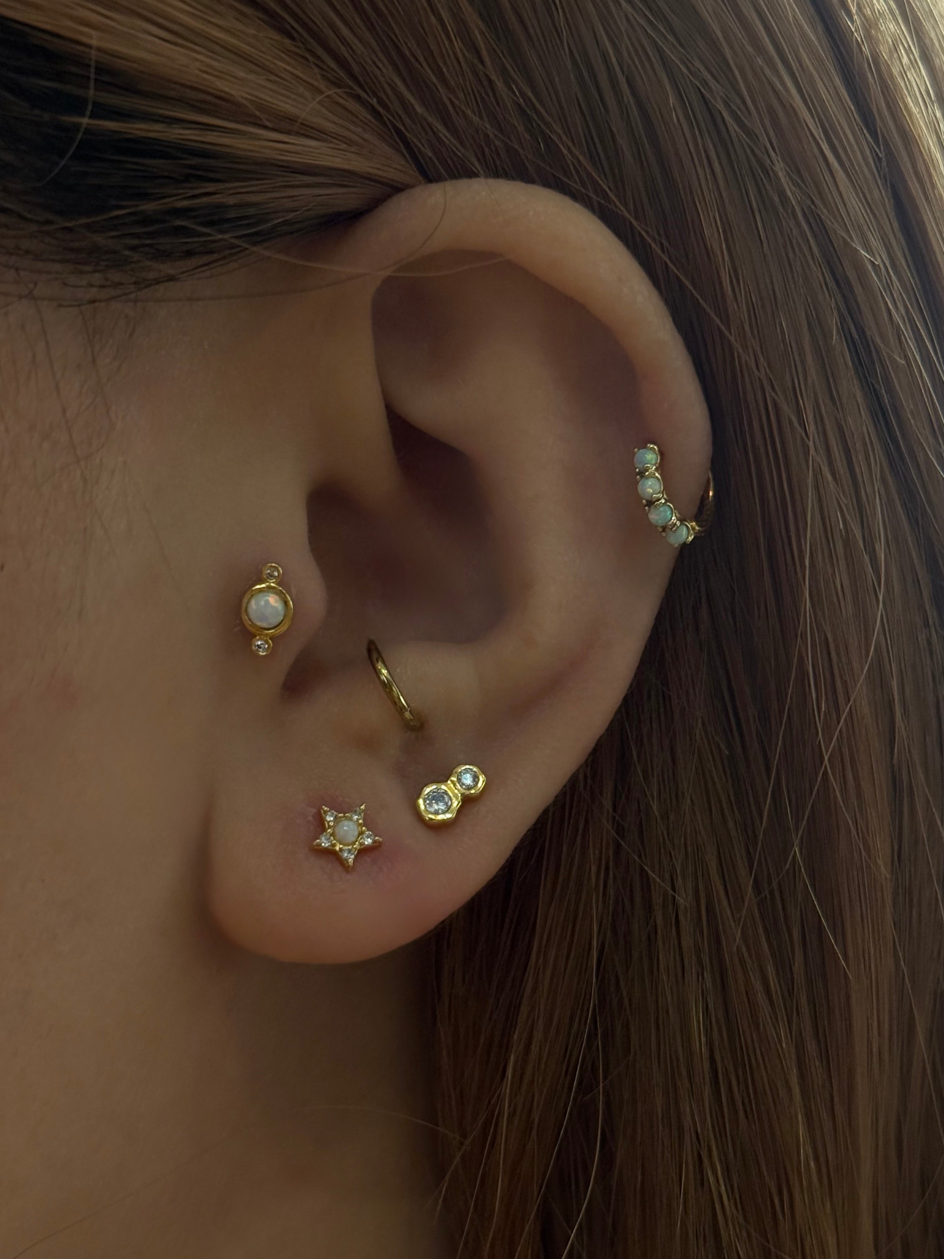 Double cz s925 piercing stud earring (1pc)